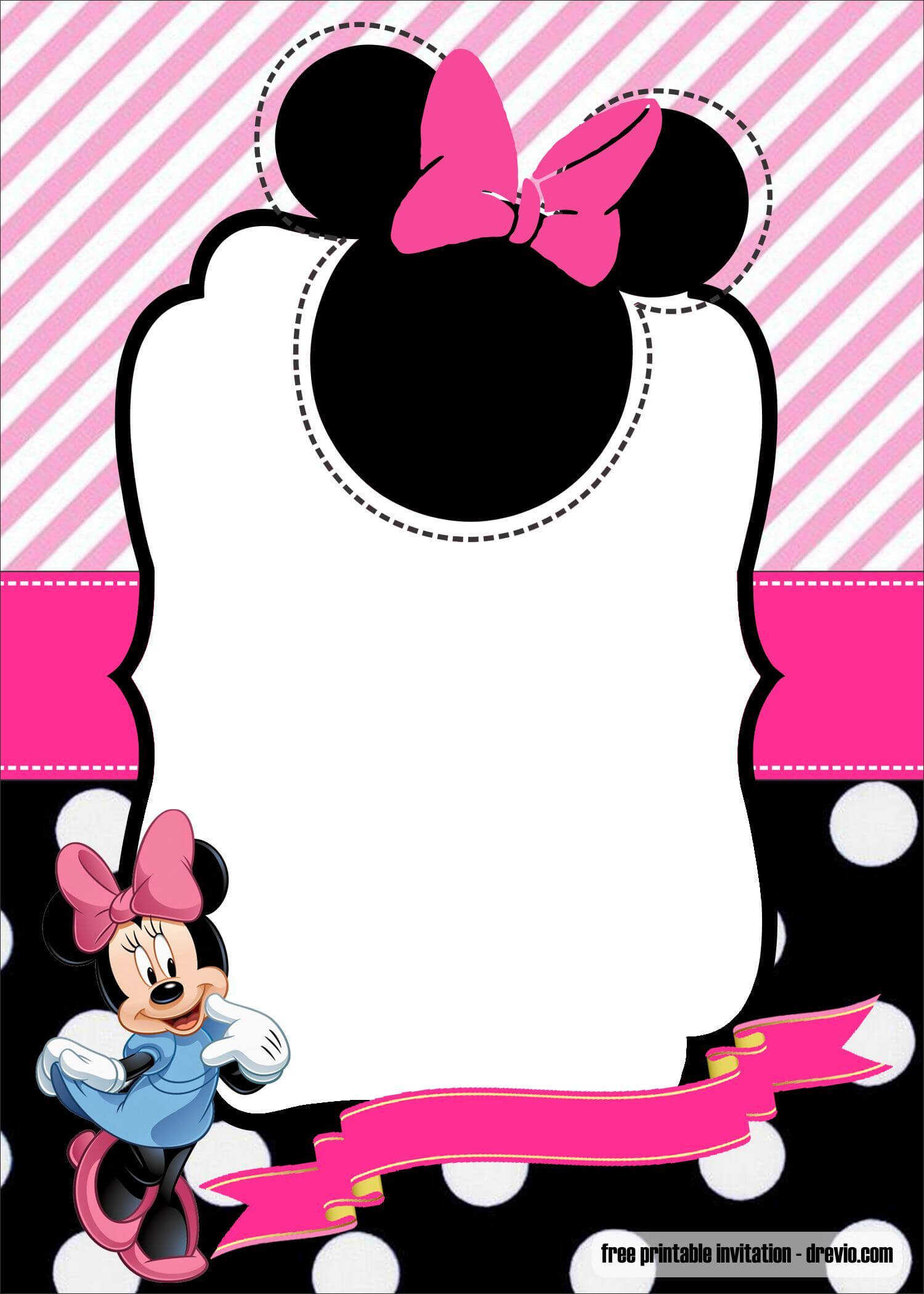 001 Template Ideas Minnie Mouse Birthday Striking Invitation Intended For Minnie Mouse Card Templates