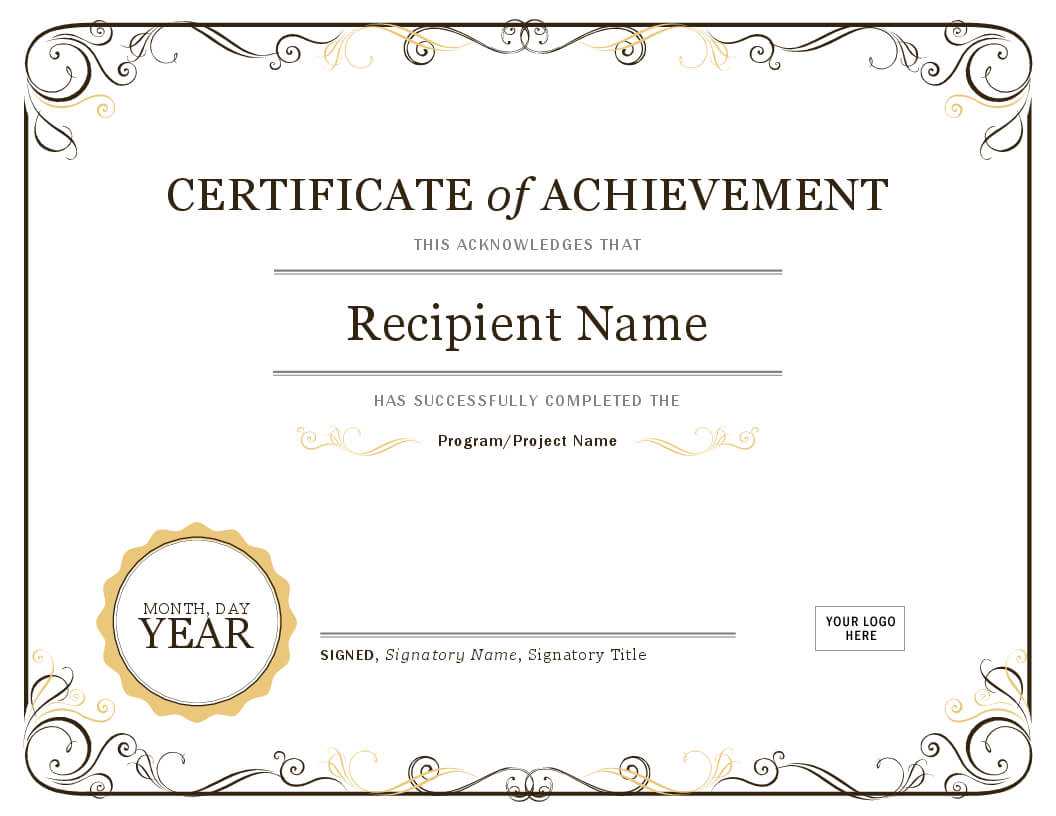 001 Word Certificate Template Download Of Achievement Image Regarding Word Certificate Of Achievement Template