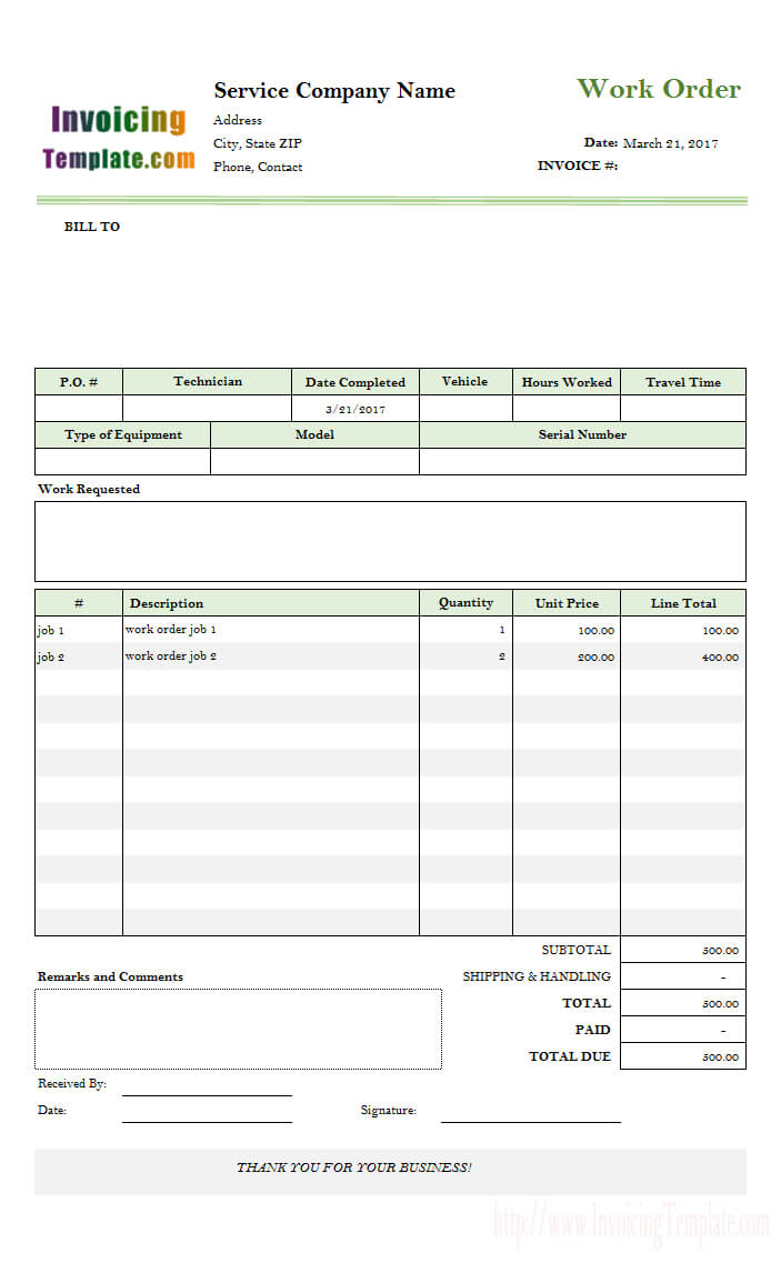 001 Work Order Template Excel Singular Ideas Form Mechanic In Mechanic Job Card Template