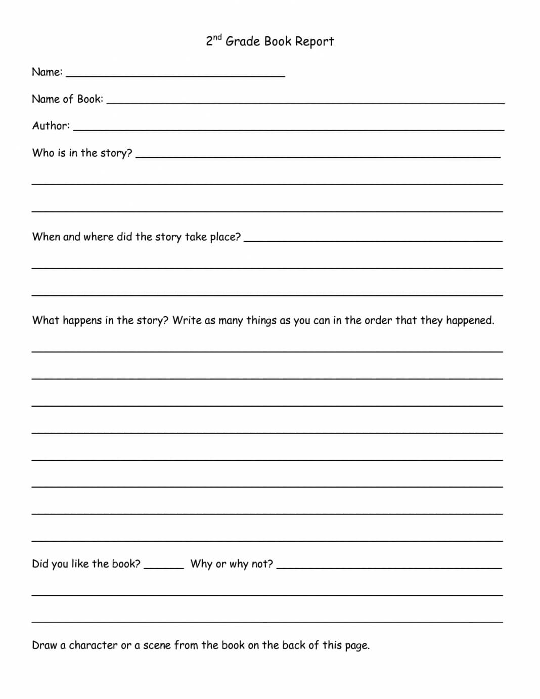 002 202Nd Grade Book Report Template Pdf Examples Free For Book Report Template 3Rd Grade