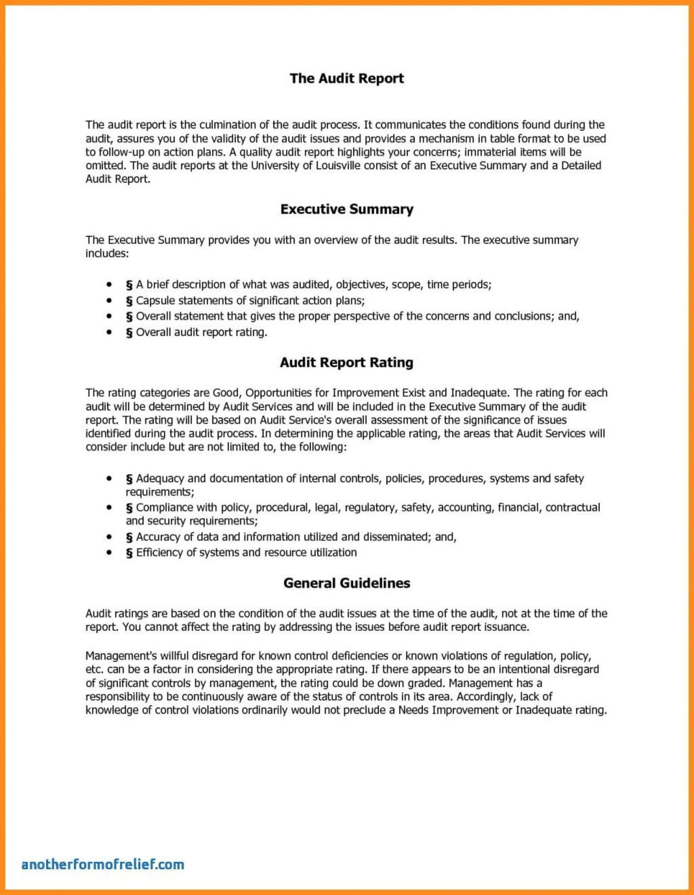 002 Audit Report Template Internal Reports Templates Unique Throughout Internal Control Audit Report Template