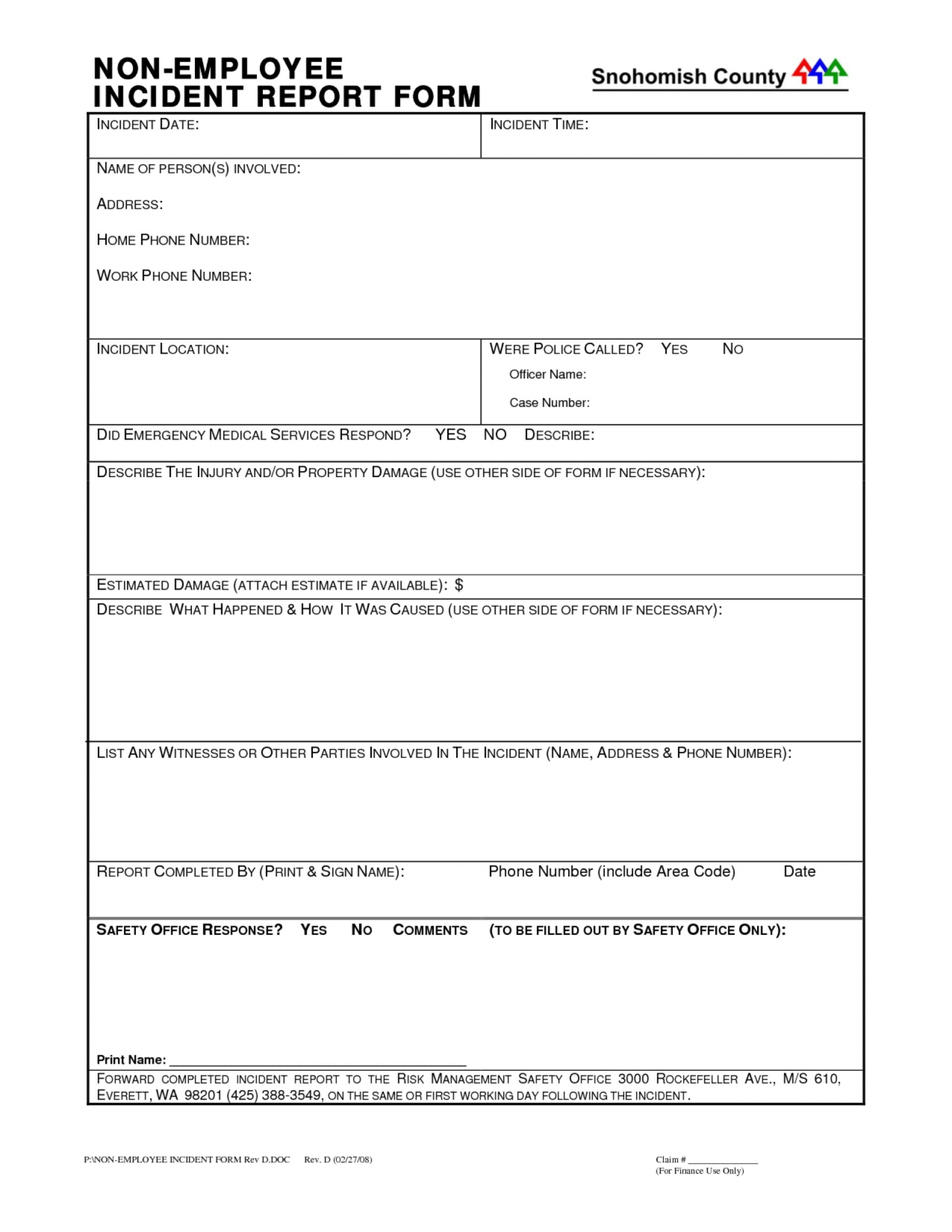 002 Office Incident Report Form Template 290953 Hospital throughout