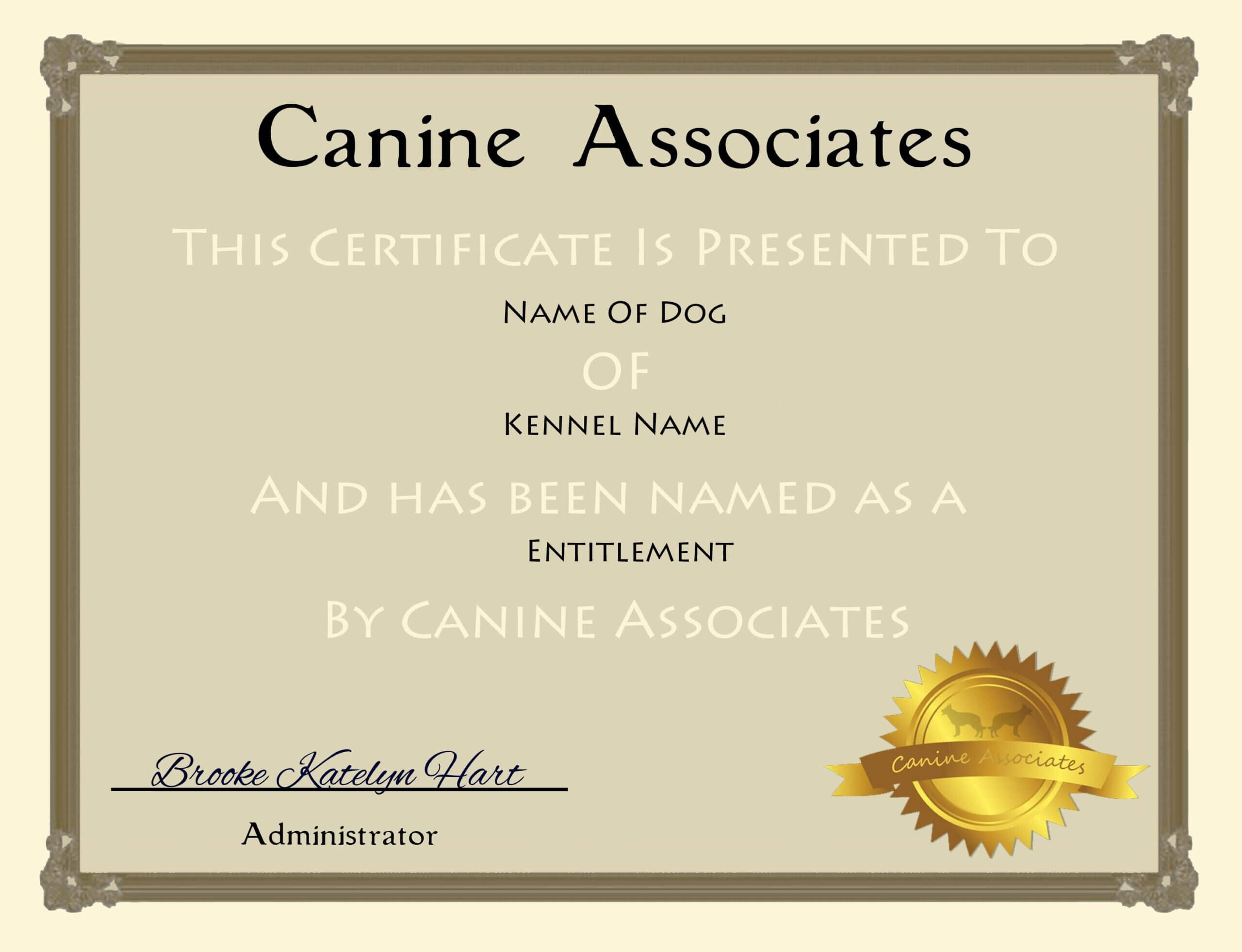 002 Service Dog Certificate Template Ideas Best Singular Intended For Service Dog Certificate Template