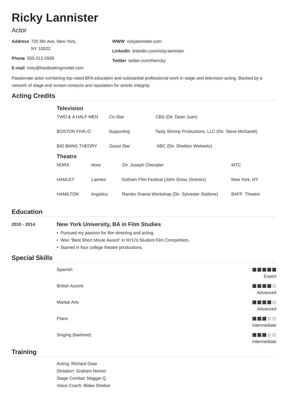 002 Template Ideas Acting Nanica Beginner Actor Unusual With Regard To Theatrical Resume Template Word
