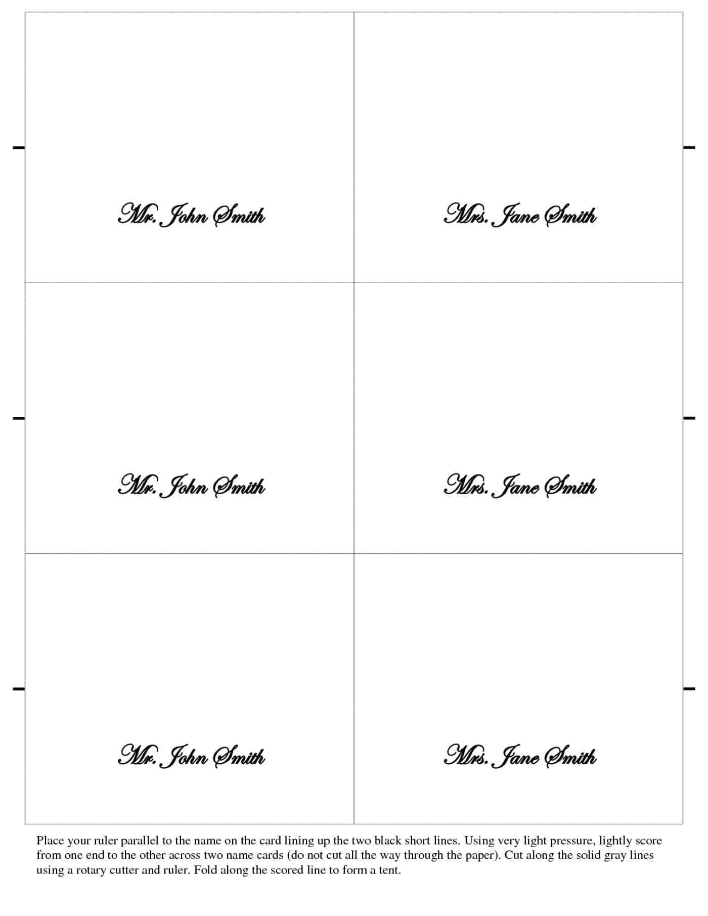 Table Name Card Template Professional Template