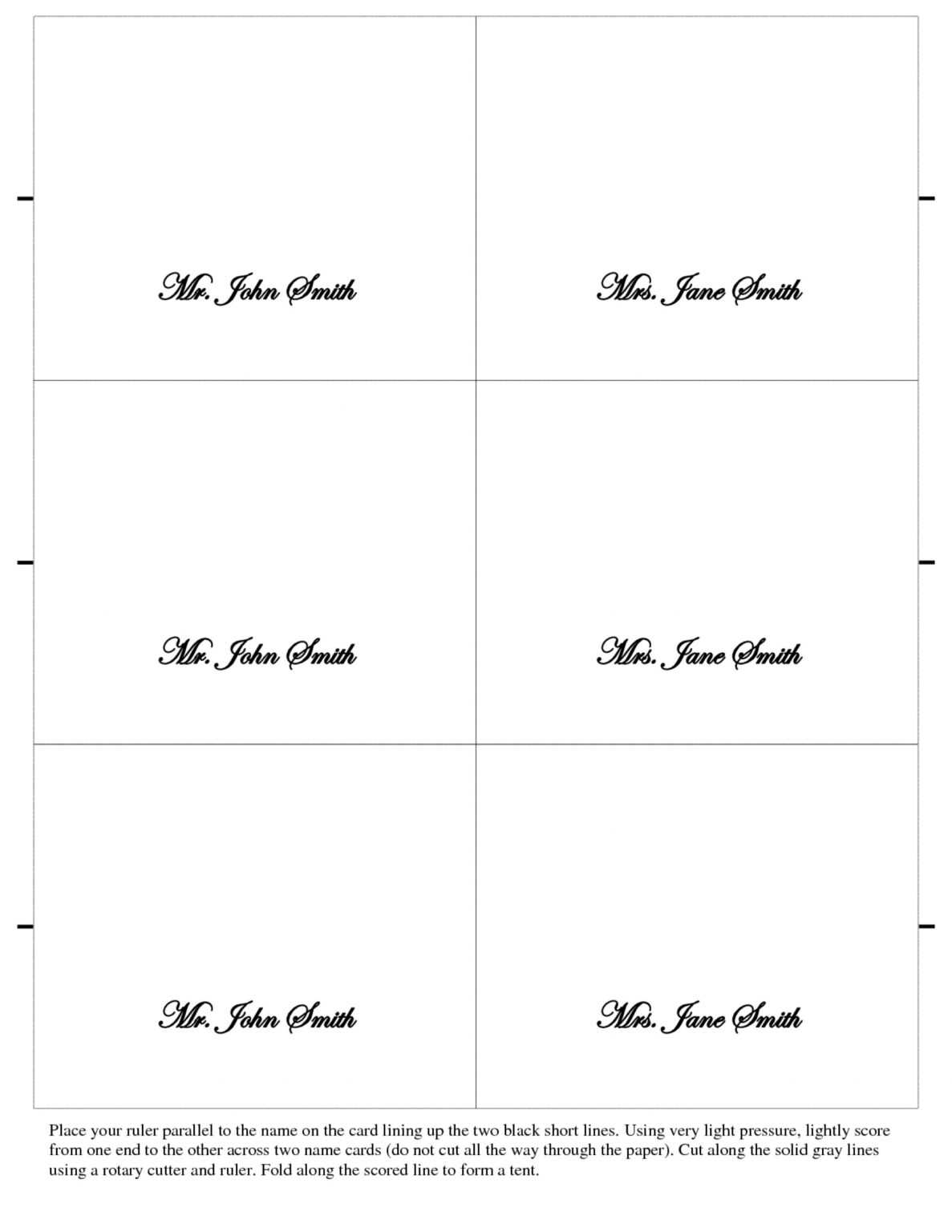 Table name cards template free professional template