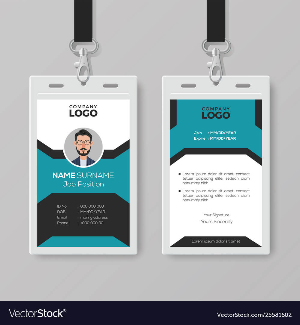 003 Creative Employee Id Card Template Vector Badge Best Throughout Portrait Id Card Template