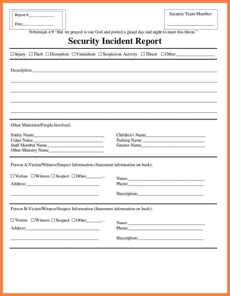 Printable Incident Report Template Word