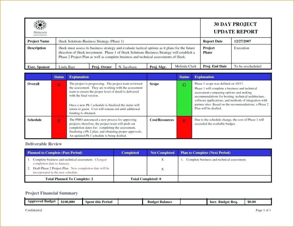 003 Status Report Template Excel Ideas Project Management Inside Project Manager Status Report Template