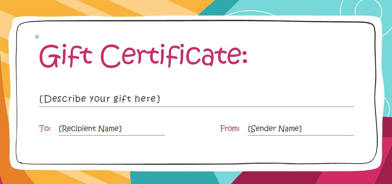 003 Template Ideas Free Printable Gift Certificate Pages Throughout Kids Gift Certificate Template