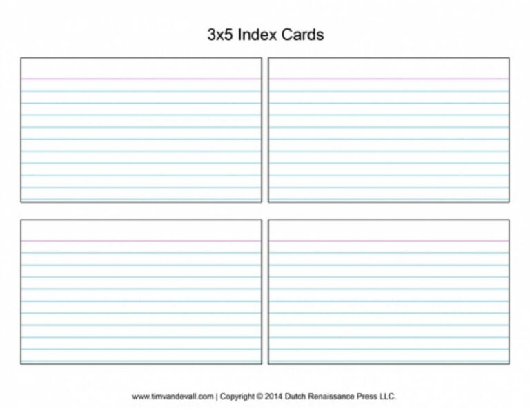 Word Template For 3X5 Index Cards Professional Template