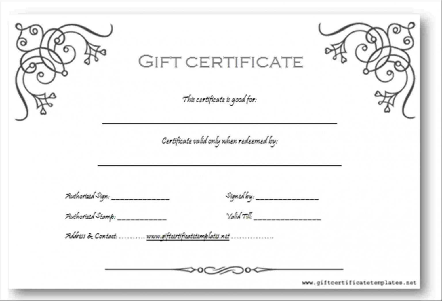 Black And White Gift Certificate Template Free Professional Template