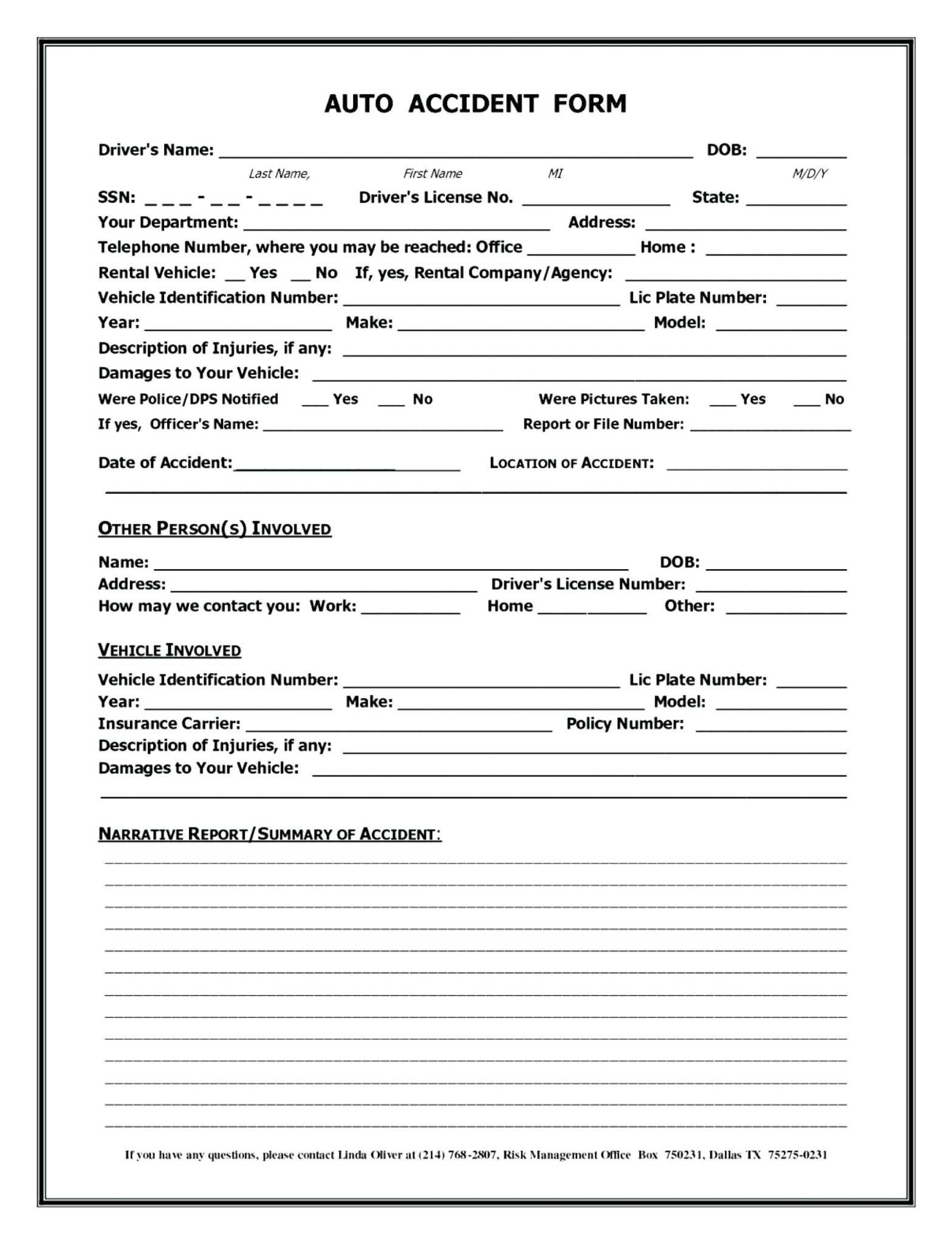 Auto Accident Diagram Template