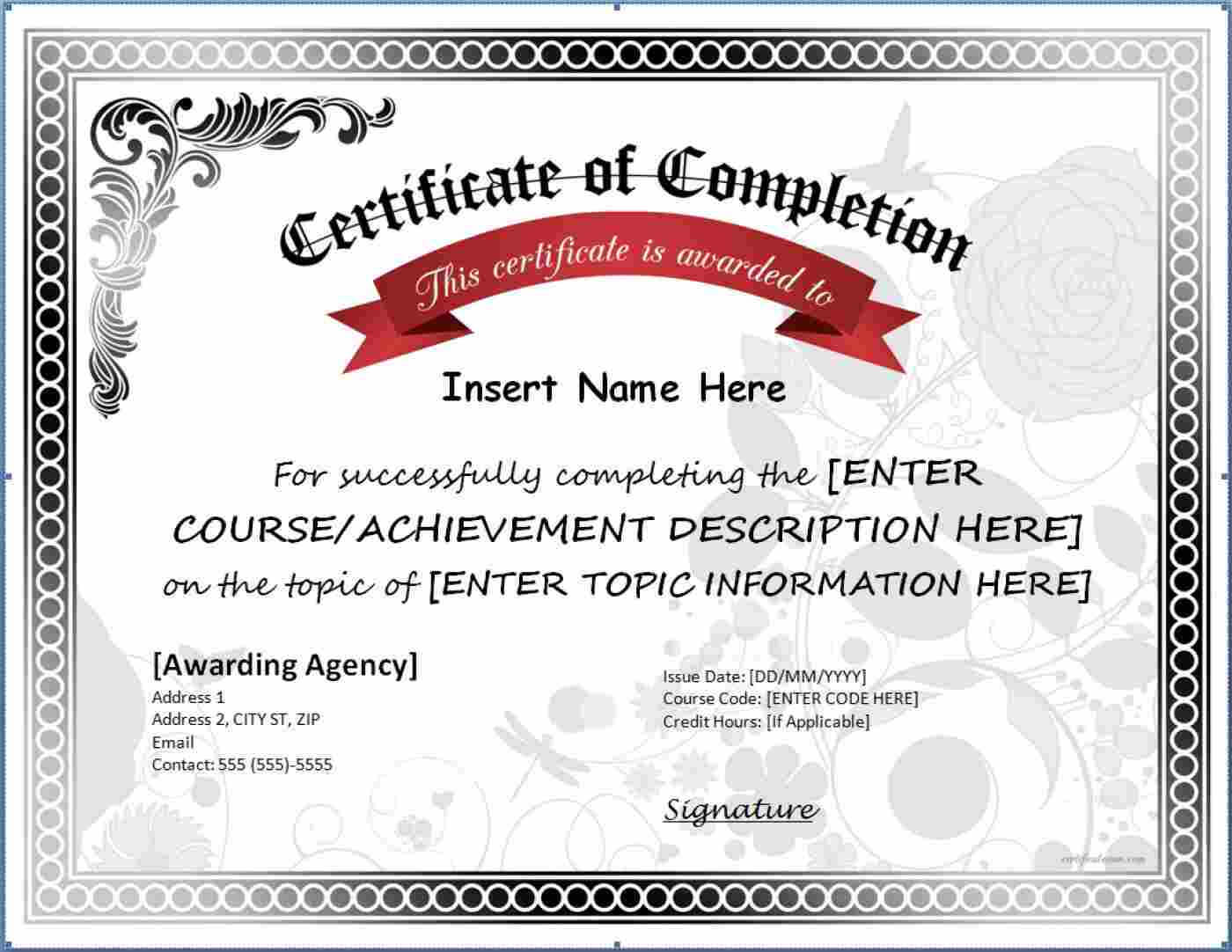 005 Certificate Of Completion Template Free Printable For Free Printable Certificate Of Achievement Template