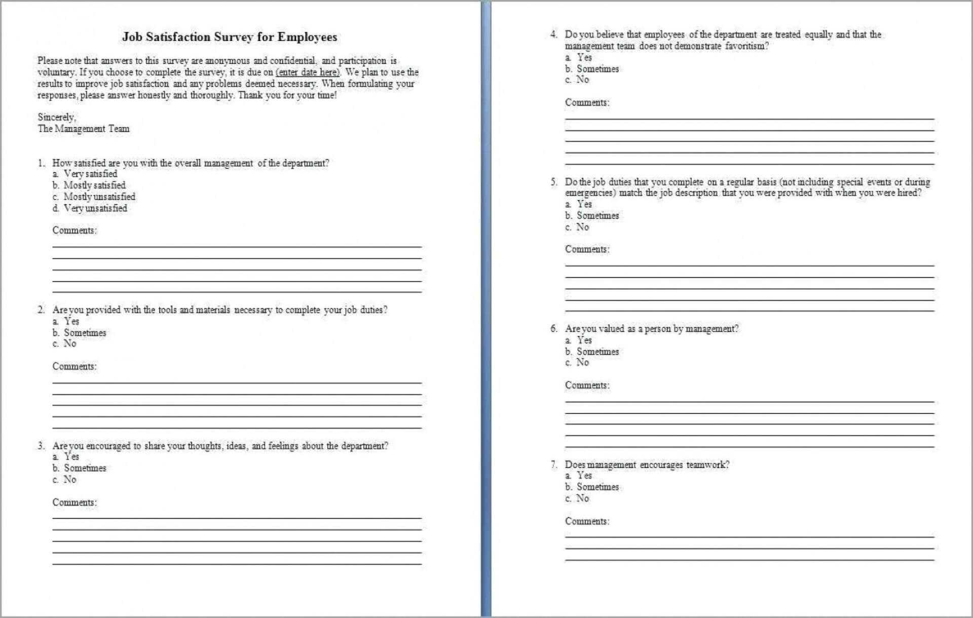 005 Employee Satisfaction Questionnaire Template Word Ideas In Questionnaire Design Template Word