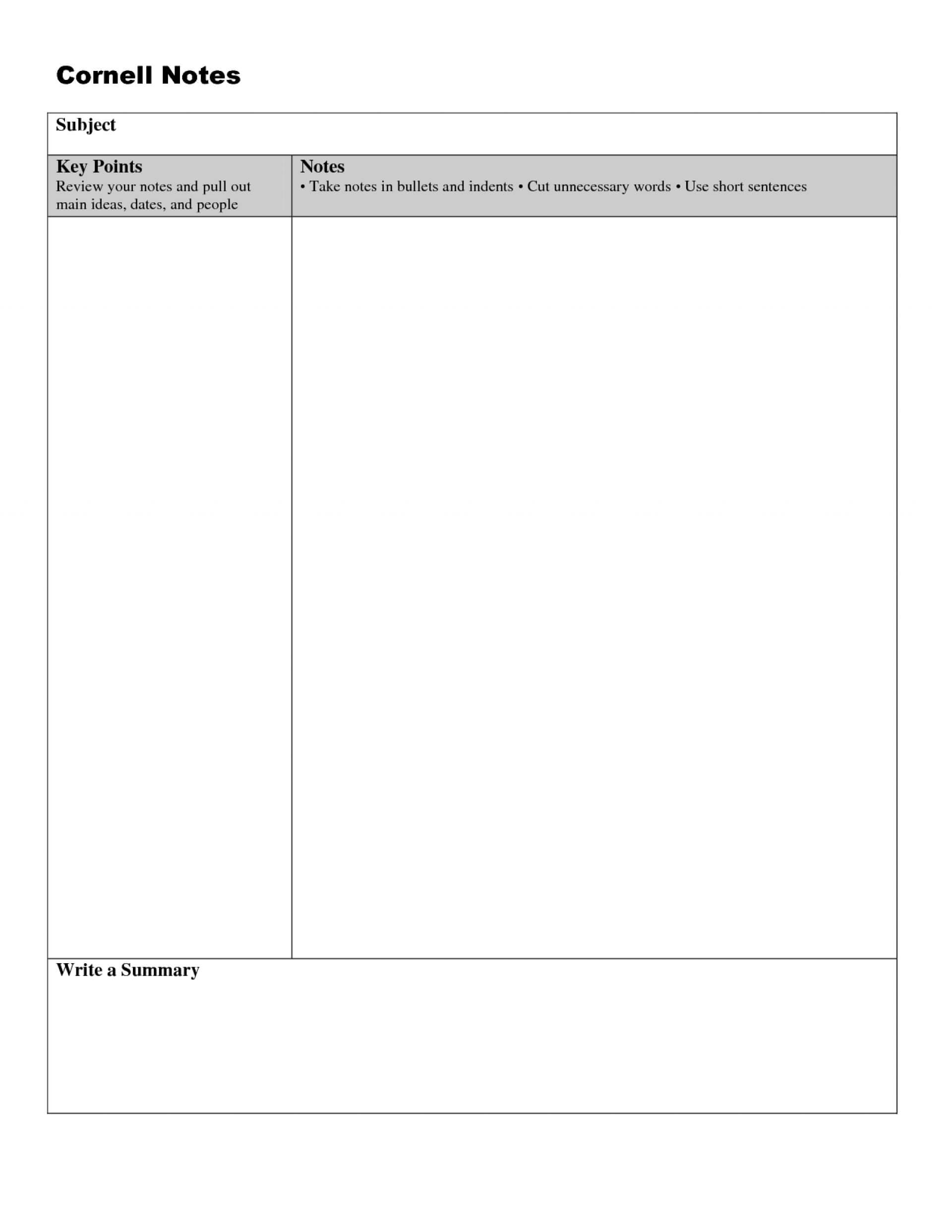 005 Note Taking Template Word Ideas Unforgettable Cornell Regarding Cornell Note Template Word
