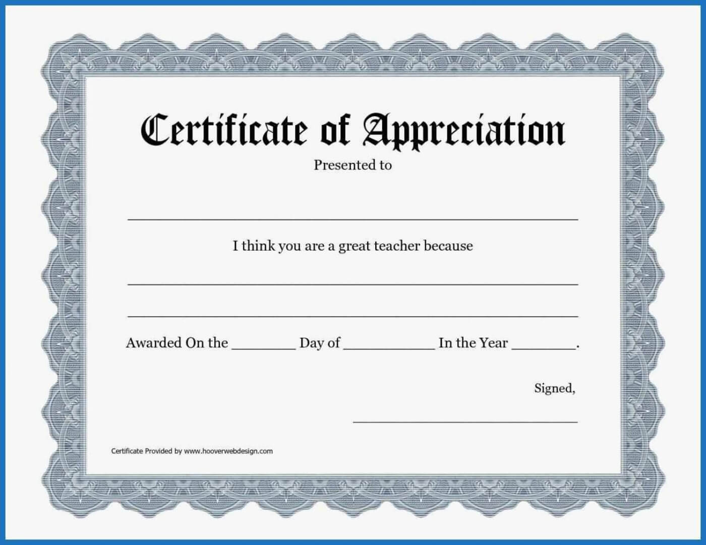 006 Template Ideas Certificate Of Appreciation Templates Pertaining To Certificate Of Appreciation Template Free Printable