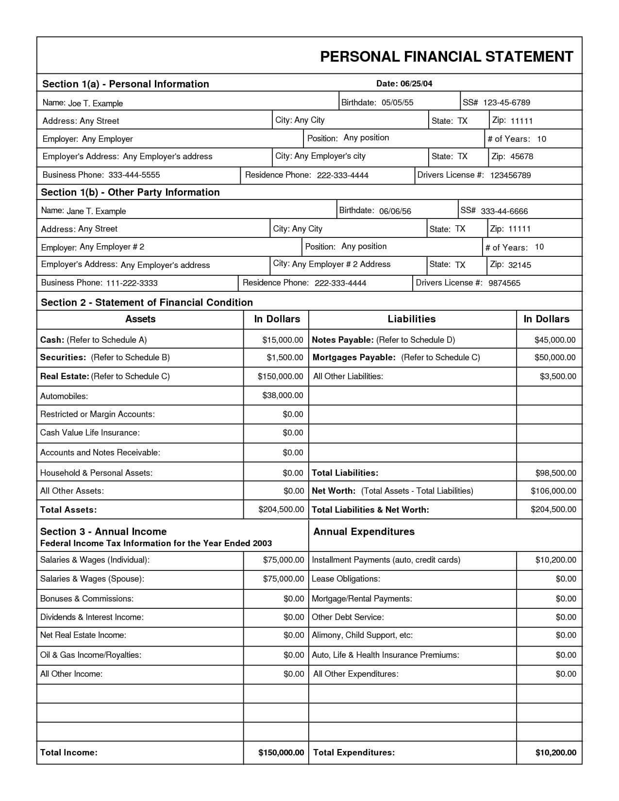 008 Blank Profit And Loss Statement Pdf Then Simple Personal With Regard To Blank Personal Financial Statement Template