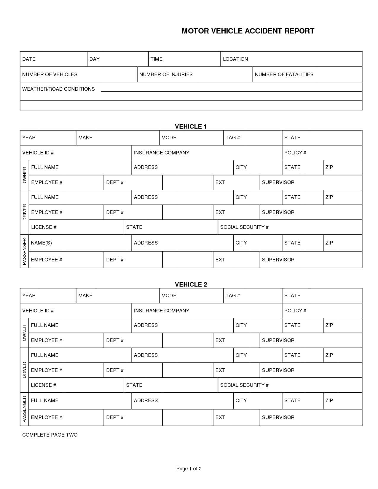 008 Car Accident Report Form Template 290132 Vehicle Intended For Motor Vehicle Accident Report Form Template