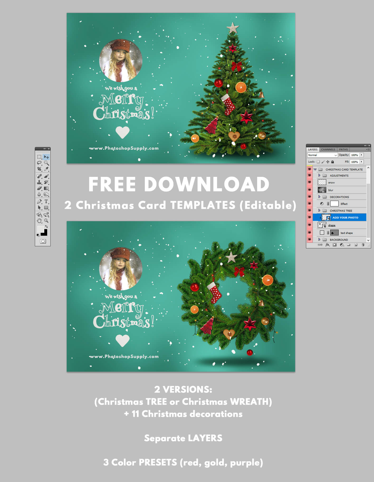 009 Christmas Card Template Photoshop Intended For Christmas Photo Card Templates Photoshop