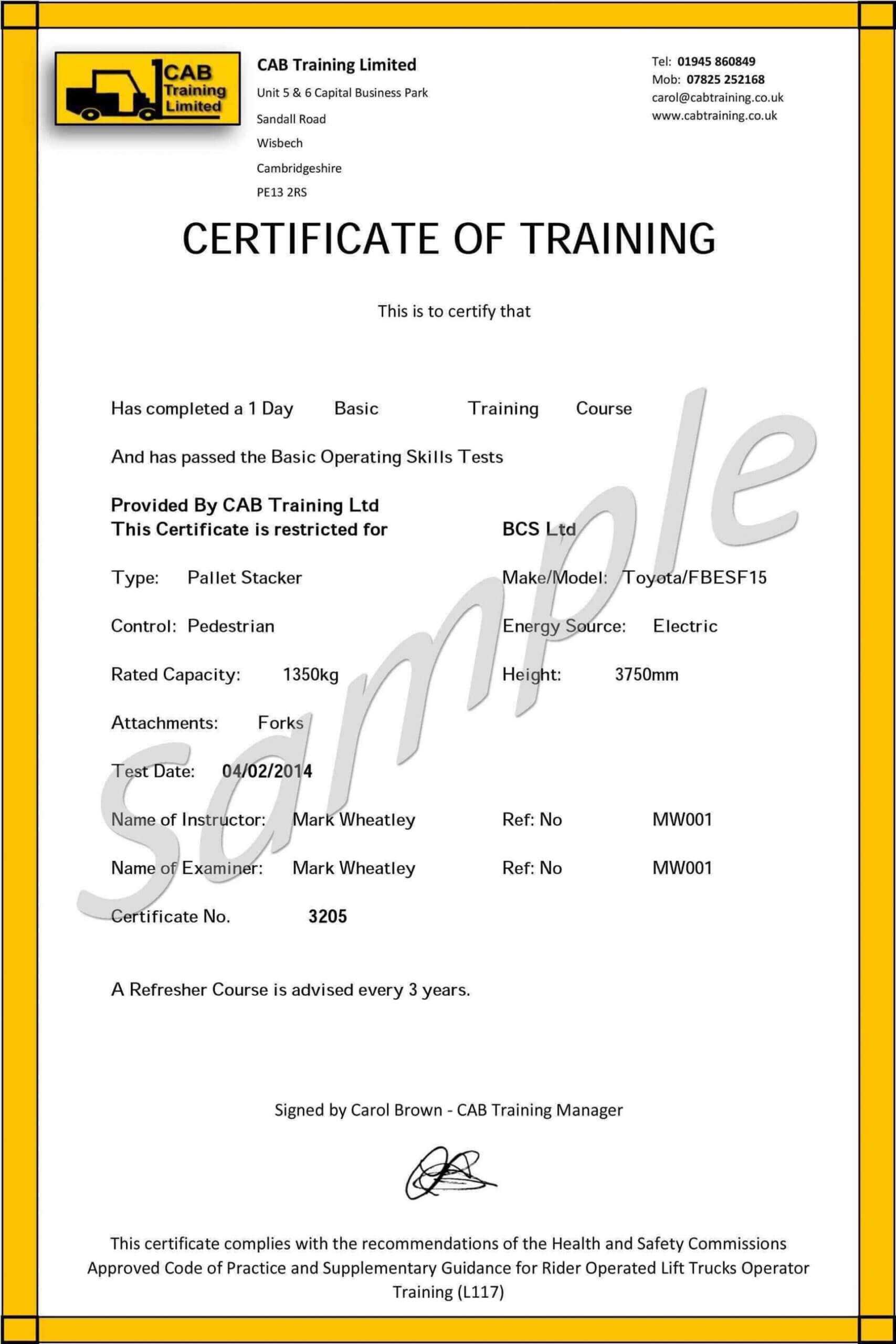 009 Forklift Certification Card Template Free Original Inside Forklift Certification Template