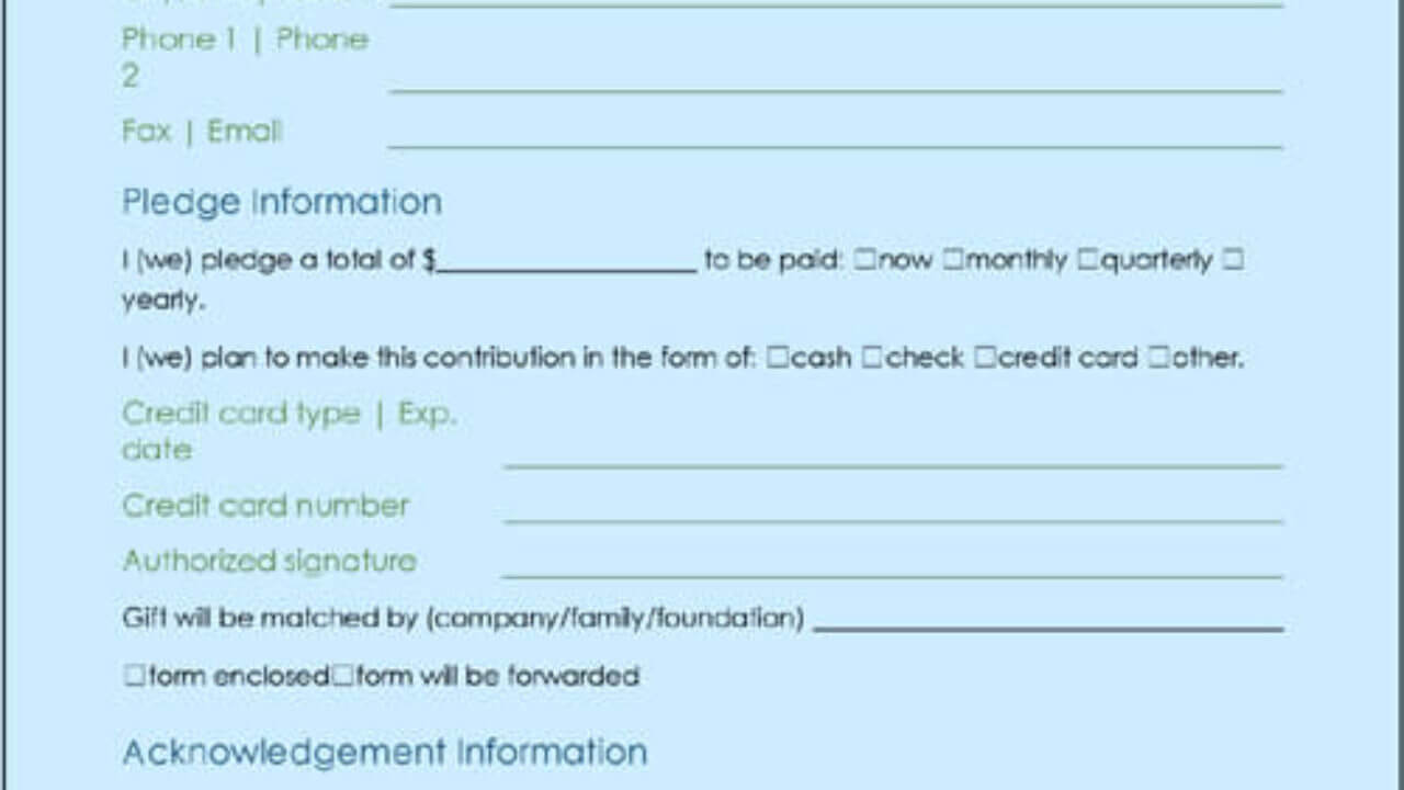 010 Donation Form Template 1280X720 Word Archaicawful Ideas With Church Pledge Card Template