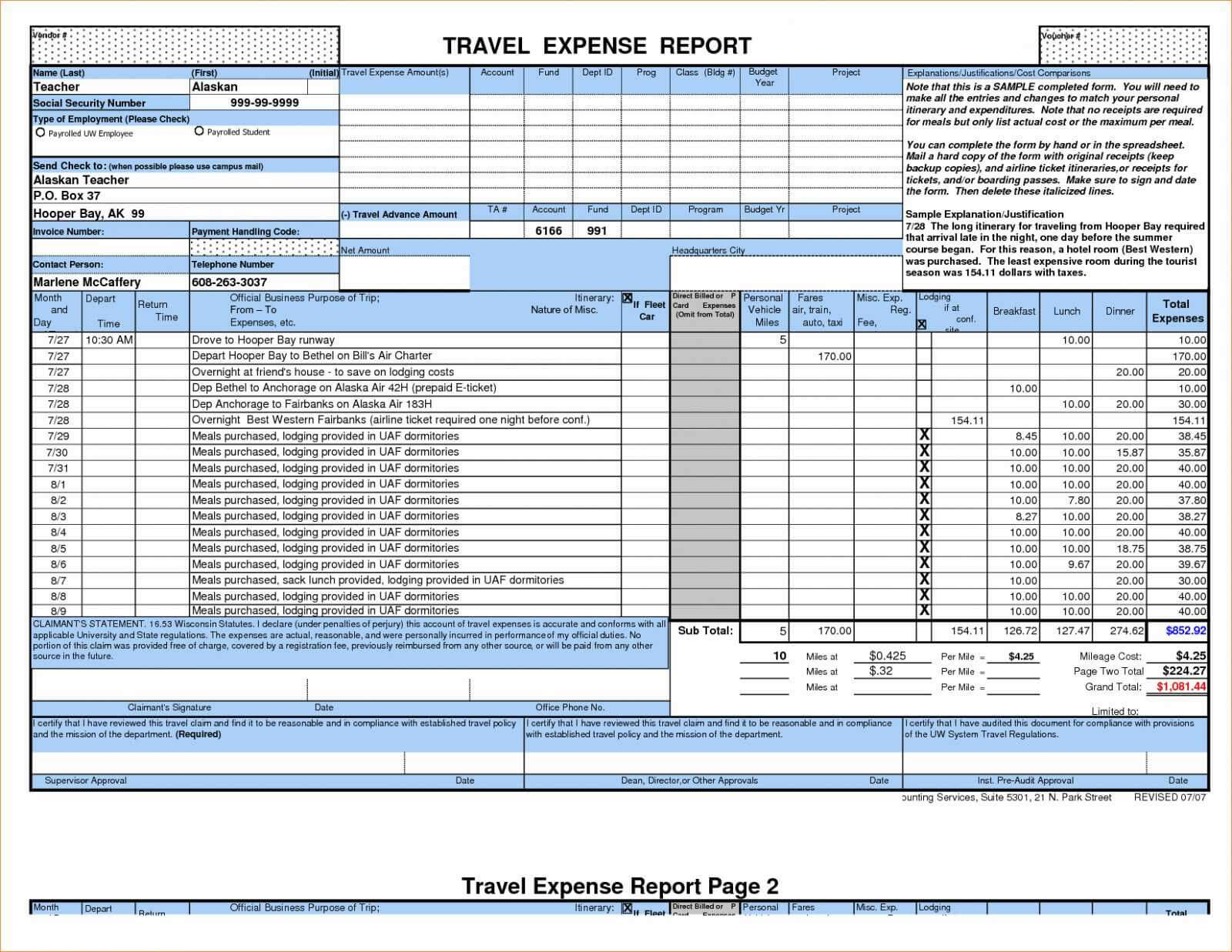 010 Expense Report Spreadsheet Template Printable Travel Xls Throughout Expense Report Spreadsheet Template Excel