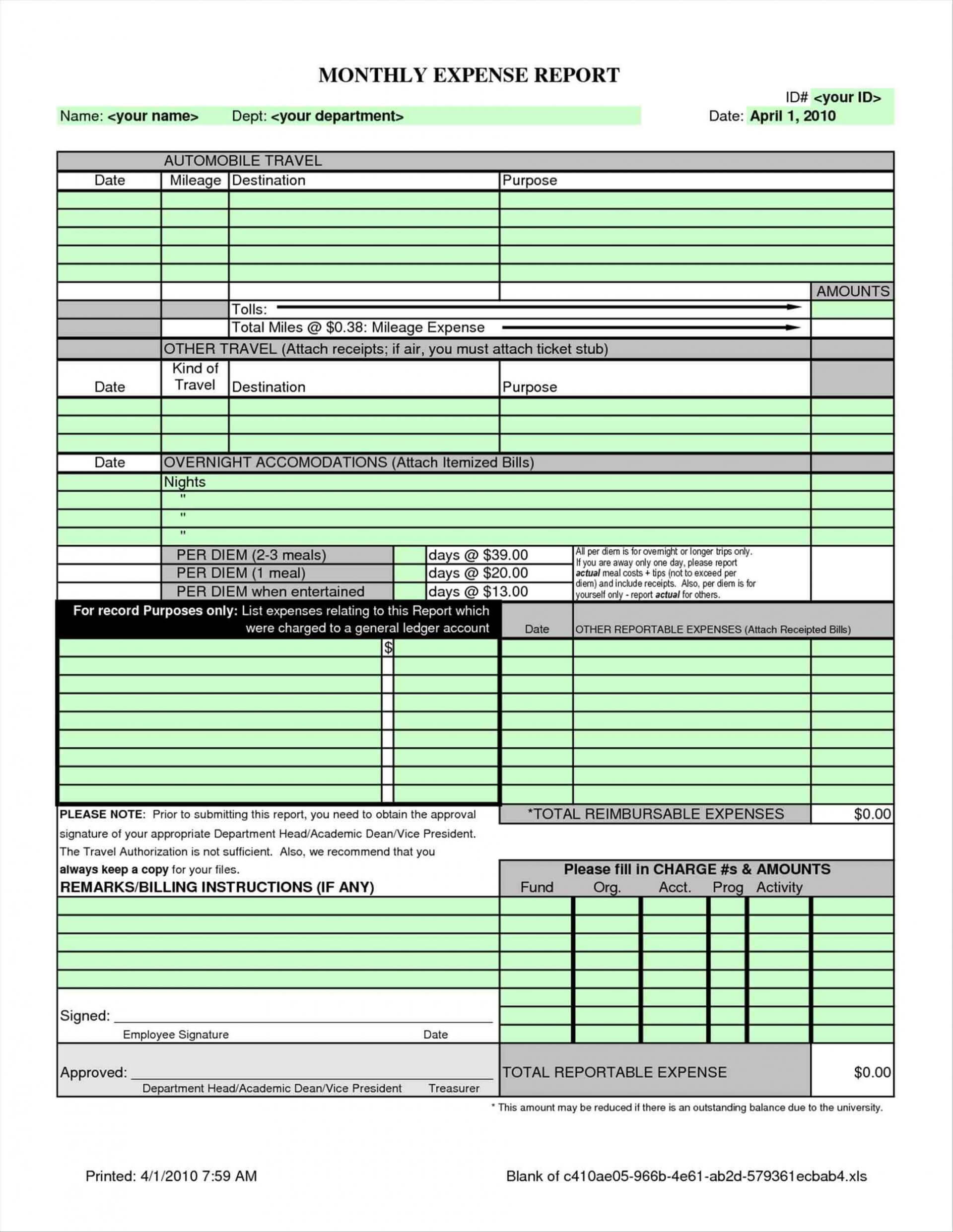 012 Excel Monthly Expense Report Template Free Templates With Regard To Monthly Expense Report Template Excel