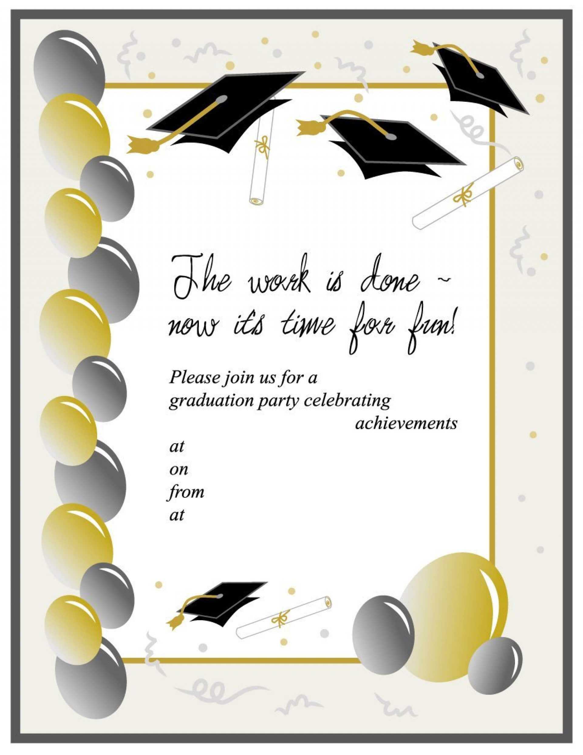 012 Graduation Invitation Templates Template Ideas Party Pertaining To Graduation Party Invitation Templates Free Word