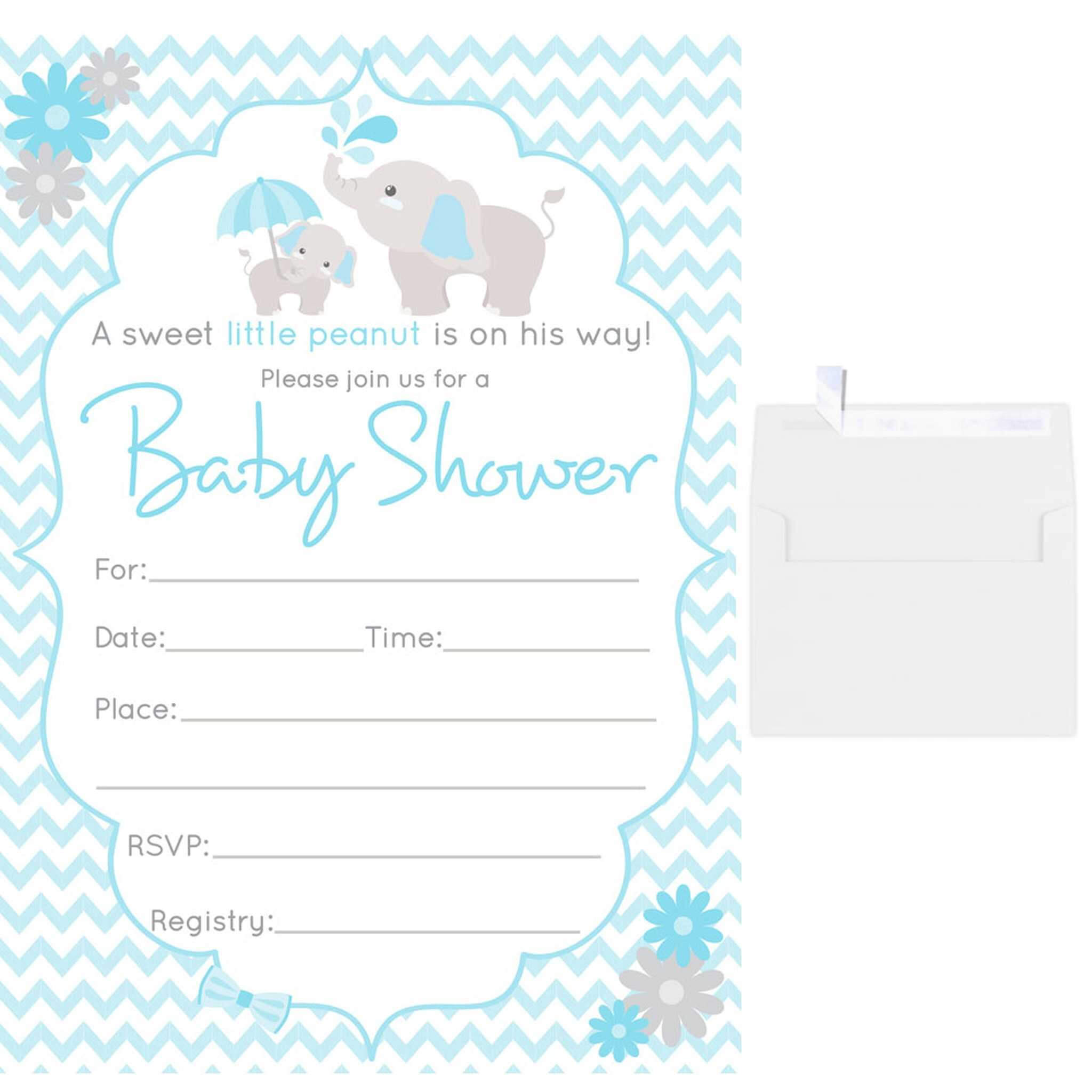 013 Baby Shower Invitation Blank Templates Boy Template In Blank Elephant Template