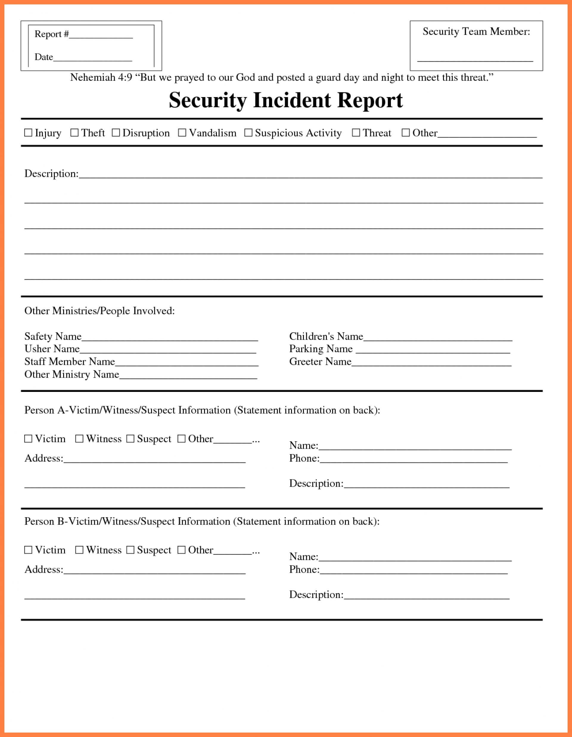 013 Incident Report Form Word Format Template Ideas Pertaining To Template For Information Report