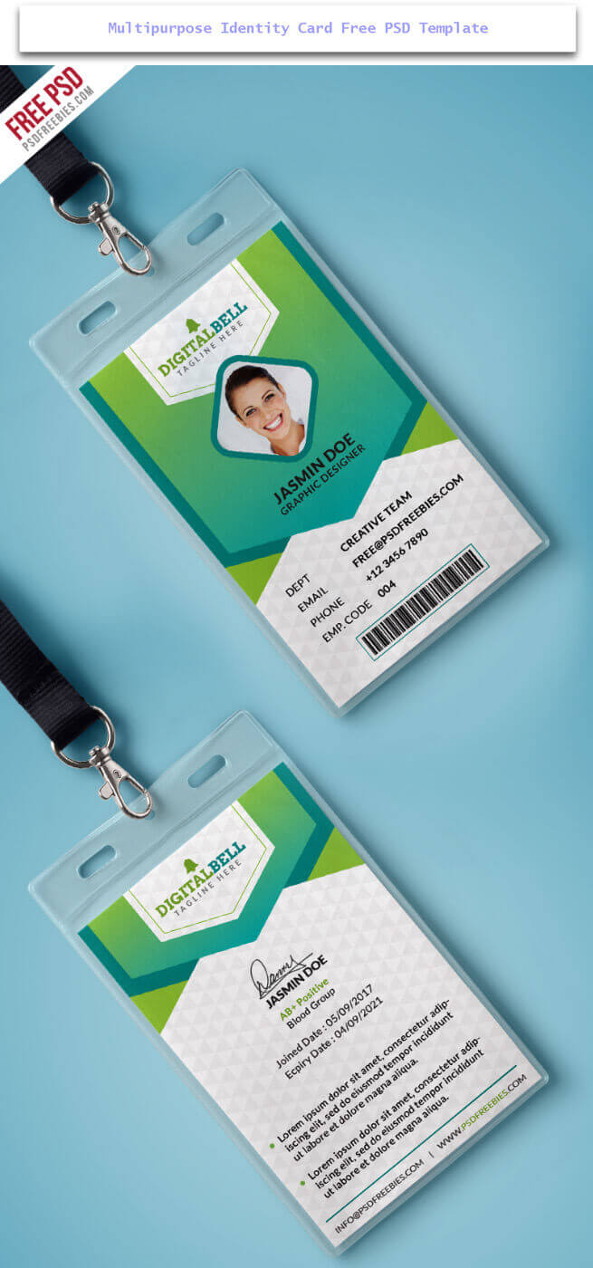 014 Id Card Template Photoshop Free Multipurpose Identity Inside College Id Card Template Psd