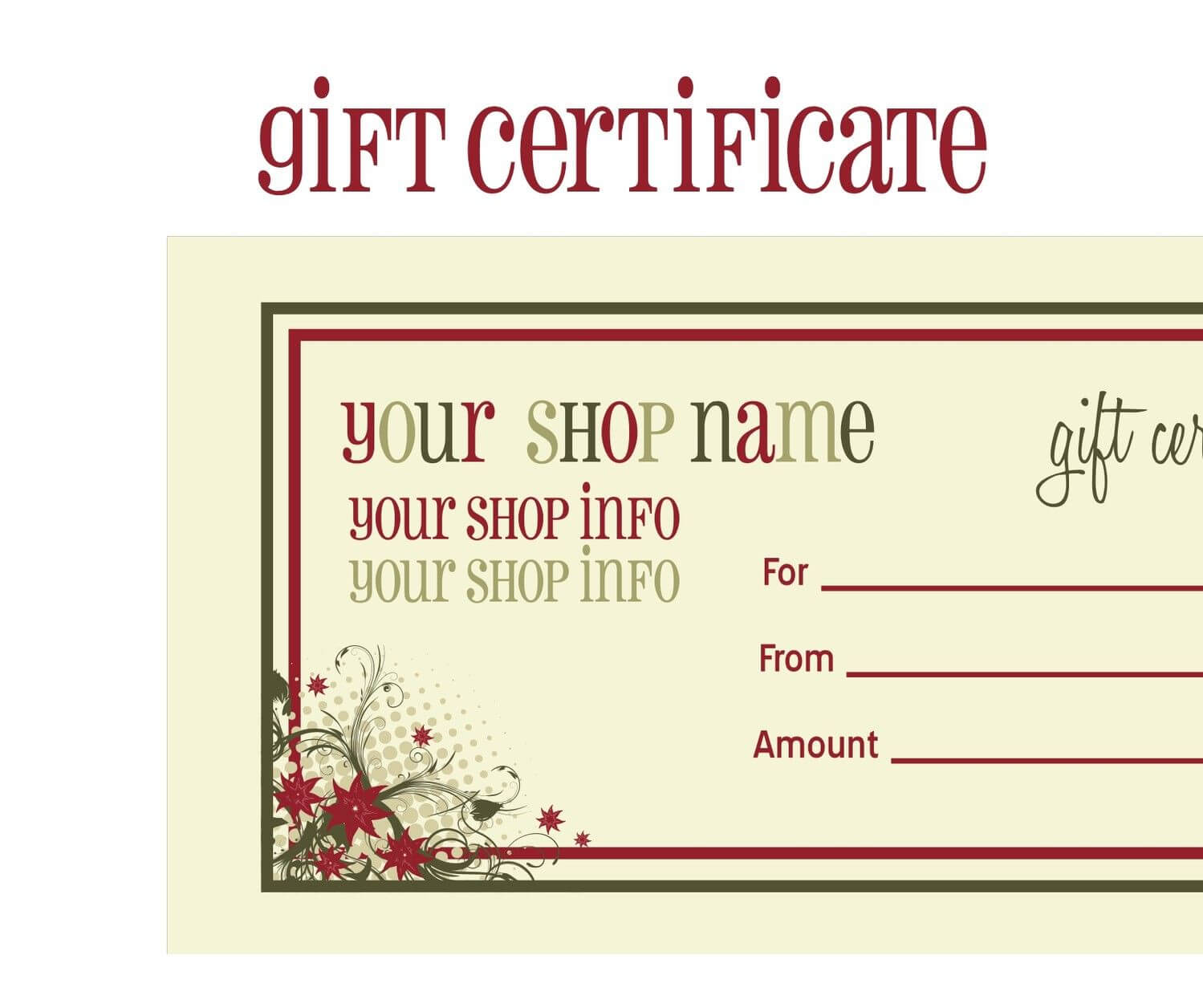 014 Template Ideas For Gift Unique Certificate Free Massage Regarding Homemade Christmas Gift Certificates Templates