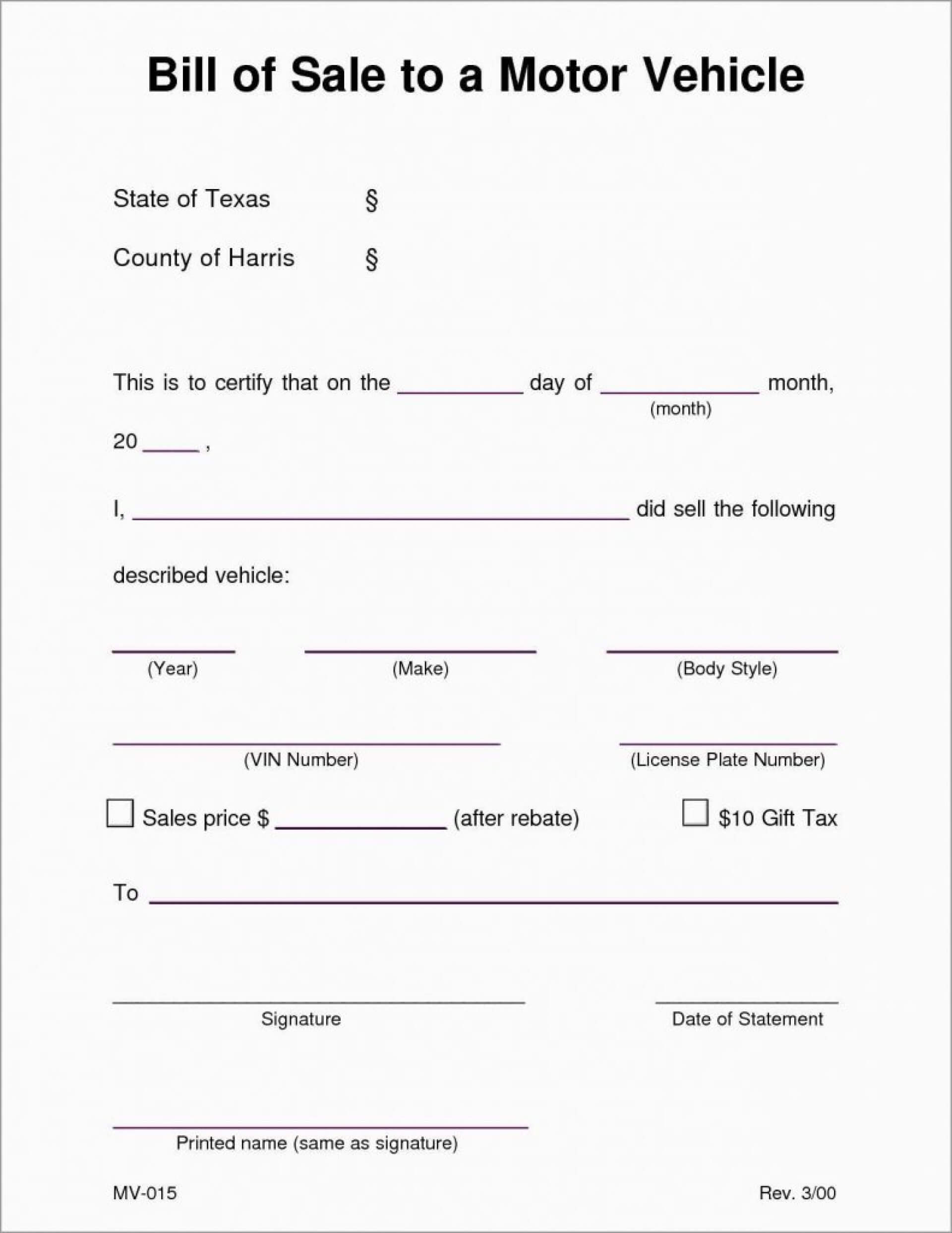 015 Vehicle Bill Of Sale Template Word Free Printable Form Within Vehicle Bill Of Sale Template Word