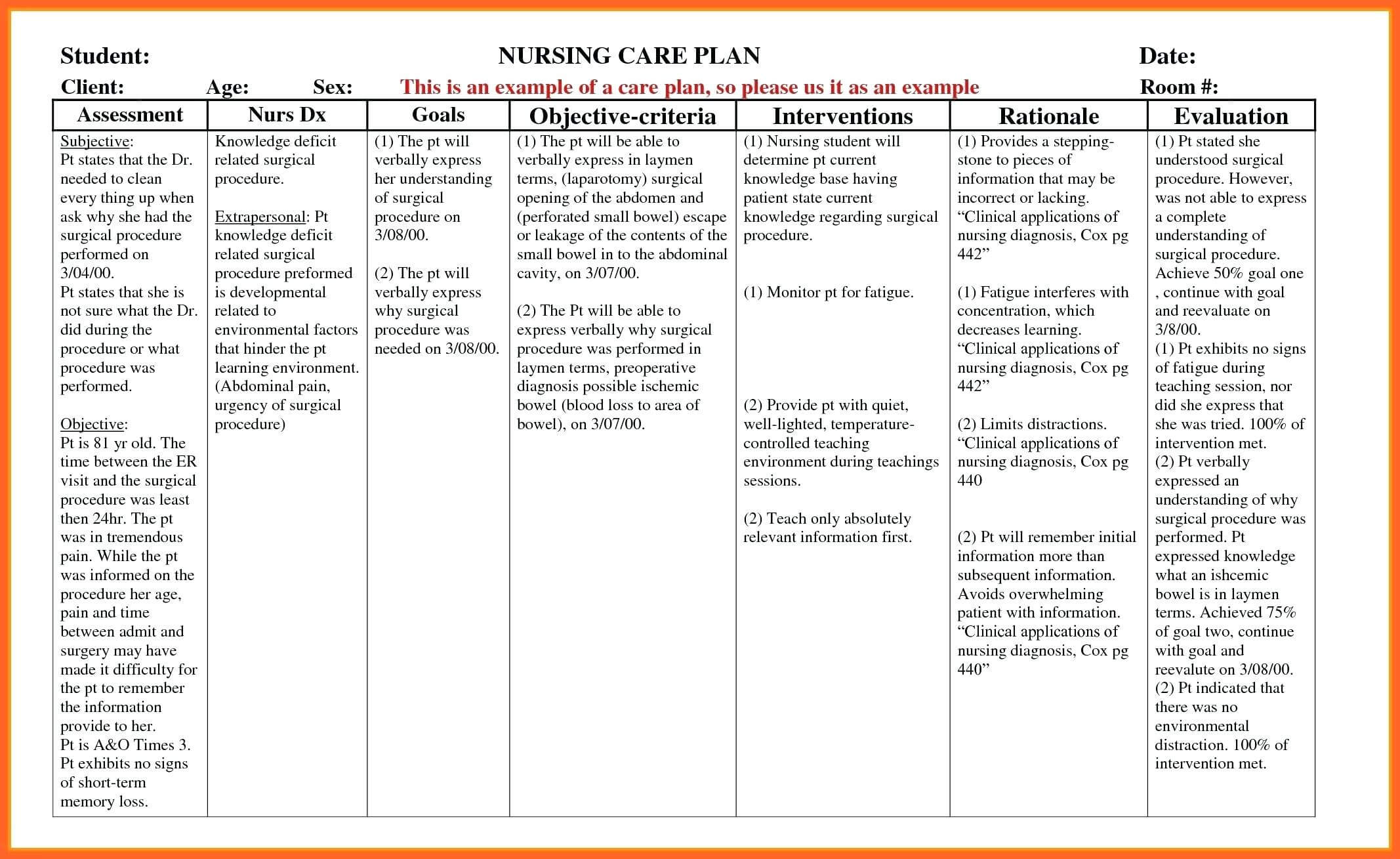 016 Nursing Care Plan Template Blank Magnificent Ideas Forms With Nursing Care Plan Templates Blank