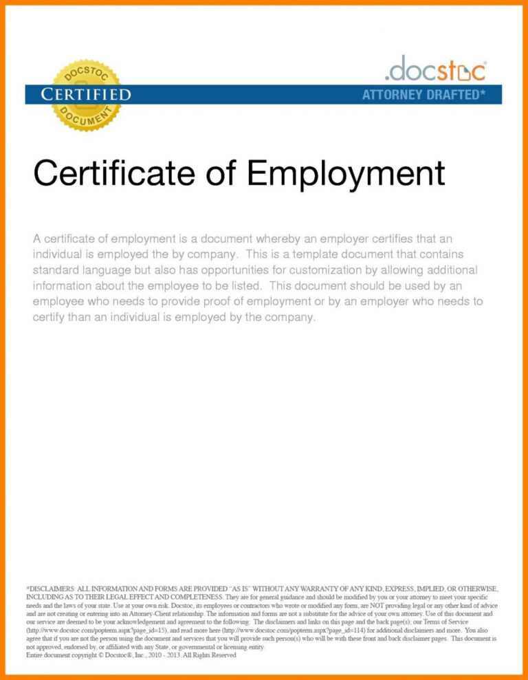 Employee Certificate Of Service Template – Professional Template