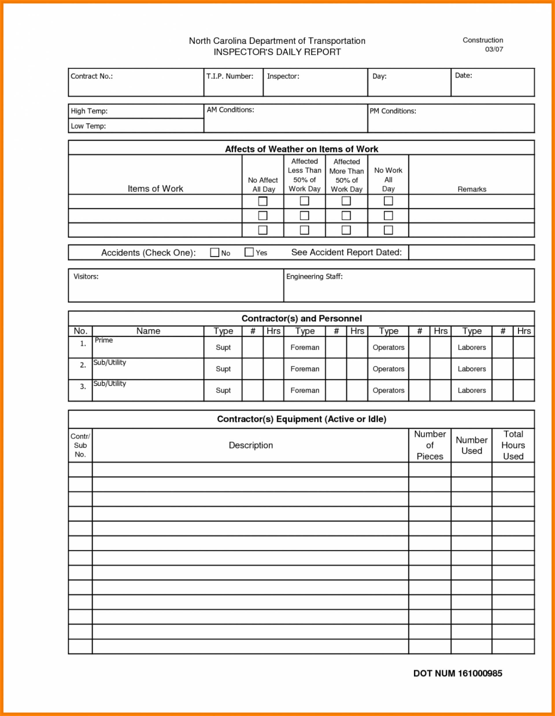 016 Template Ideas Construction Daily Report Excel Site With Regard To Daily Site Report Template