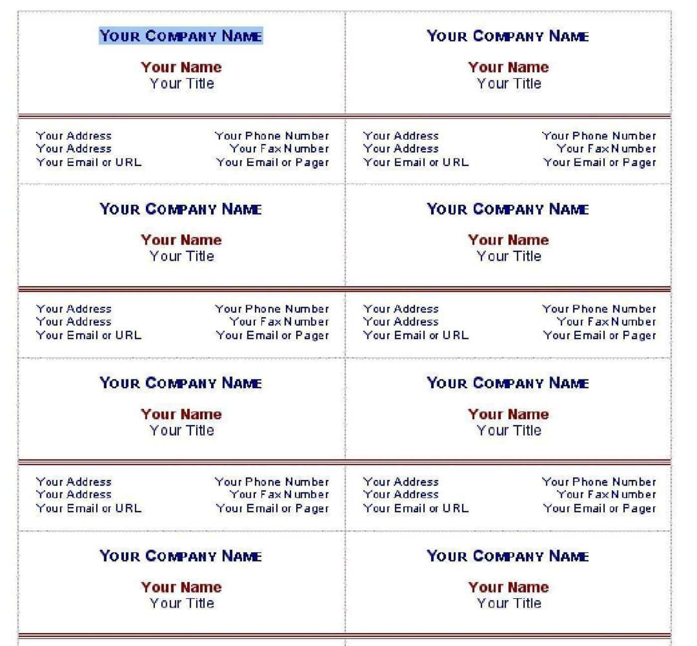 016 Word Template For Business Cards Free Ms Templates Regarding Word Template For Business Cards Free