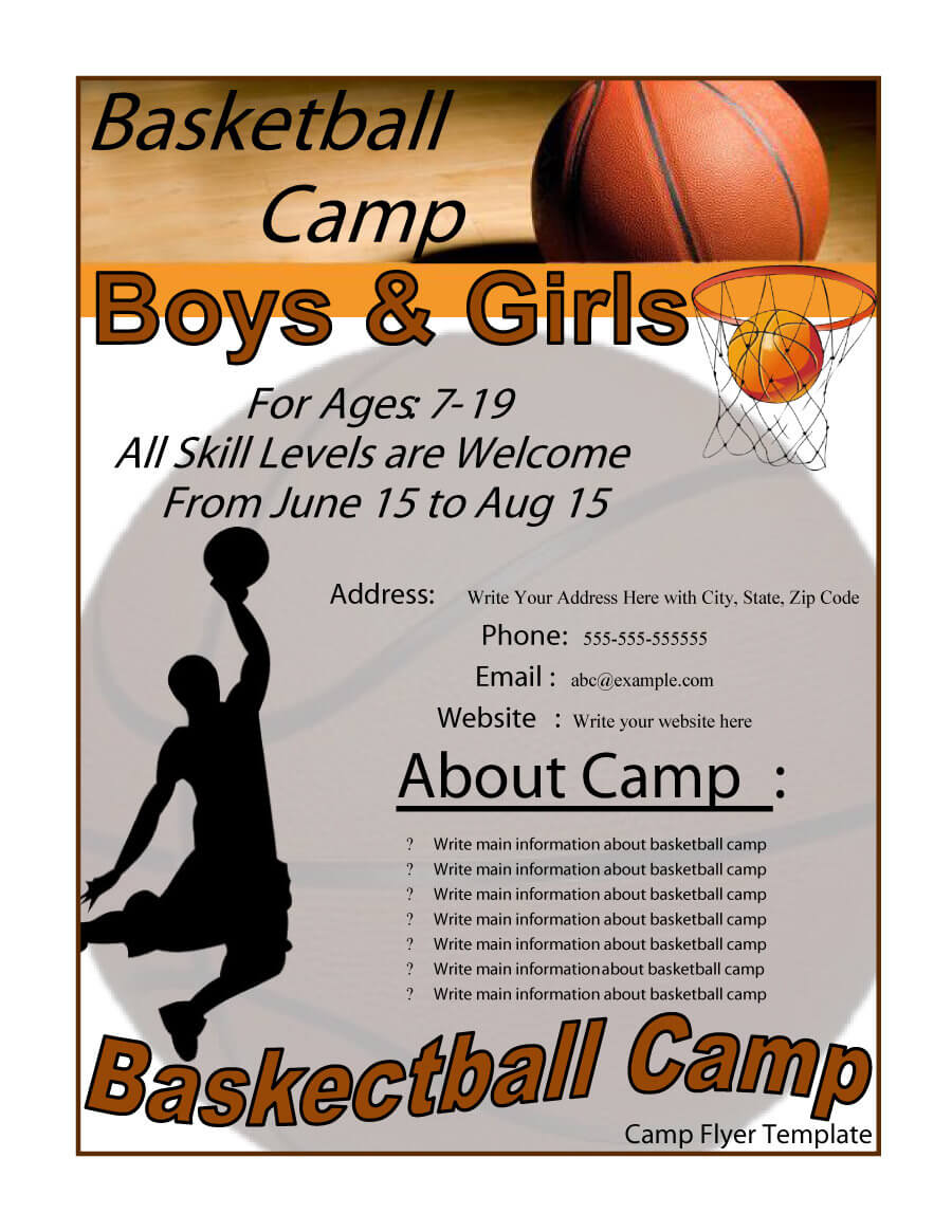 017 Basketball Camp Flyer Template Free Ideas Templates Regarding Basketball Camp Brochure Template