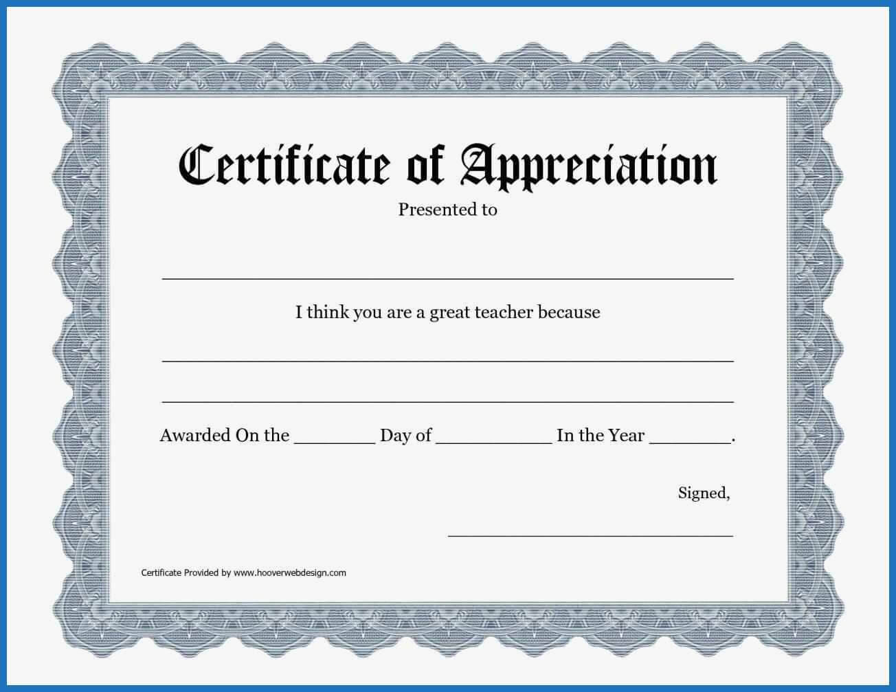 017 Certificate Of Appreciation Templates Free Template Within Free Template For Certificate Of Recognition