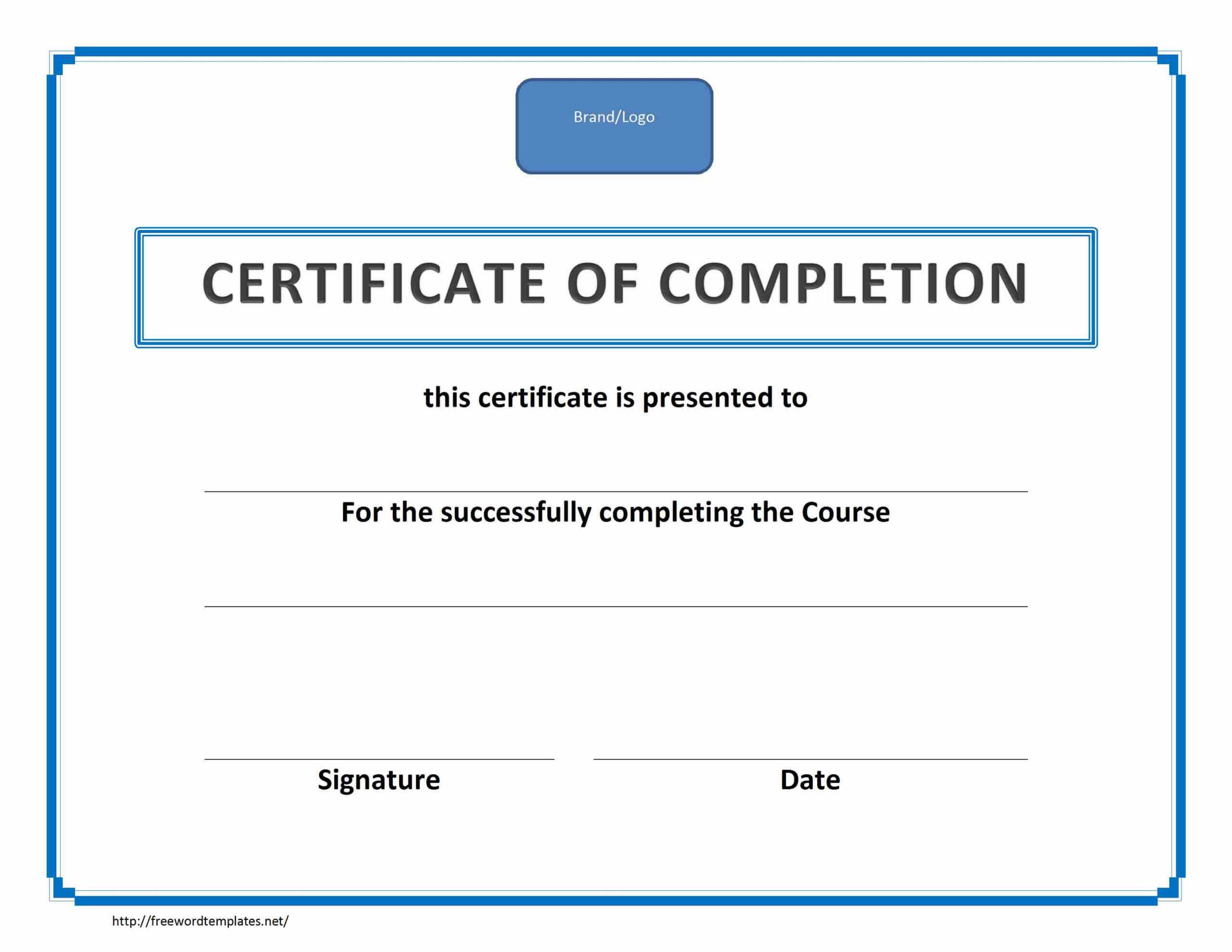 017 Template Ideas Training Certificate Of Completion For Training Certificate Template Word Format