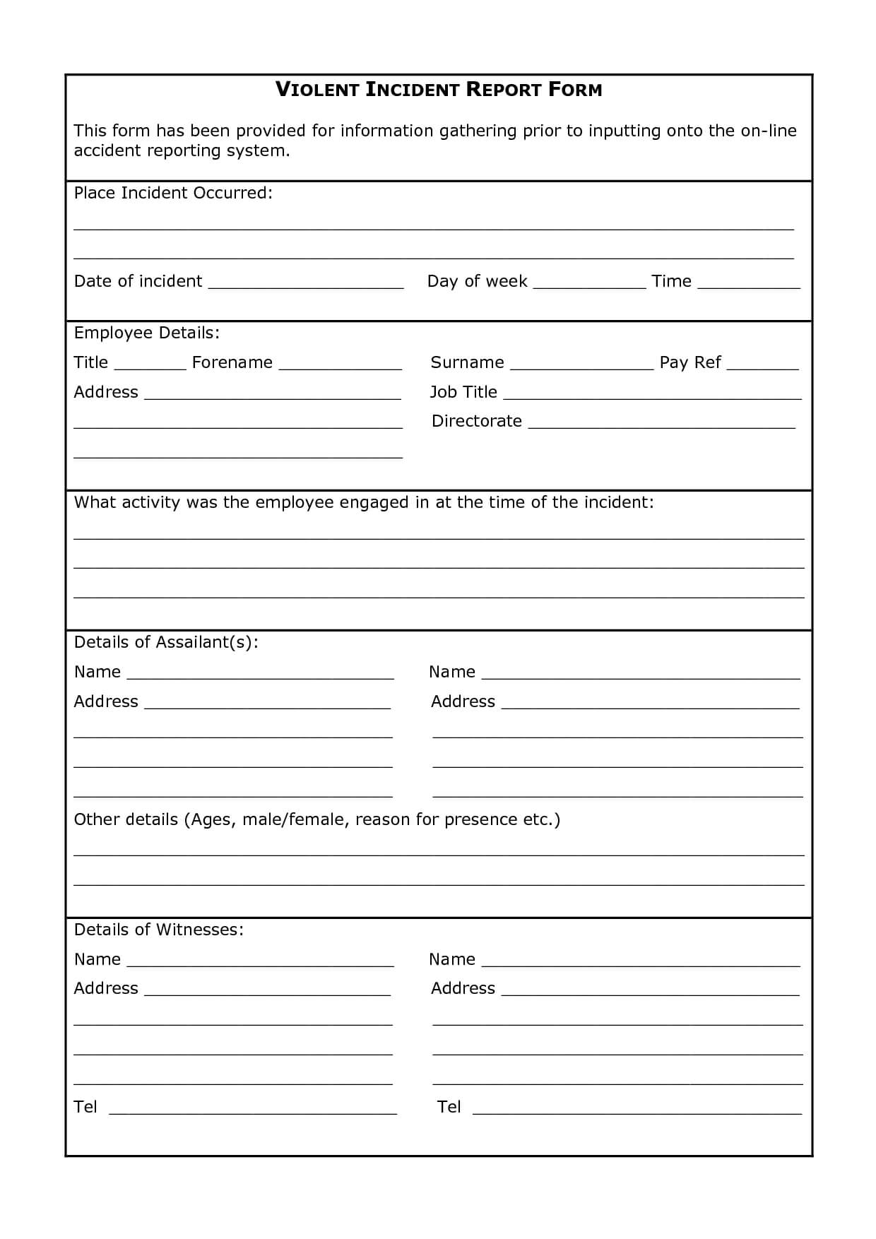 017 Vehicle Accident Report Form Template Doc Ideas Inside Incident Report Form Template Doc