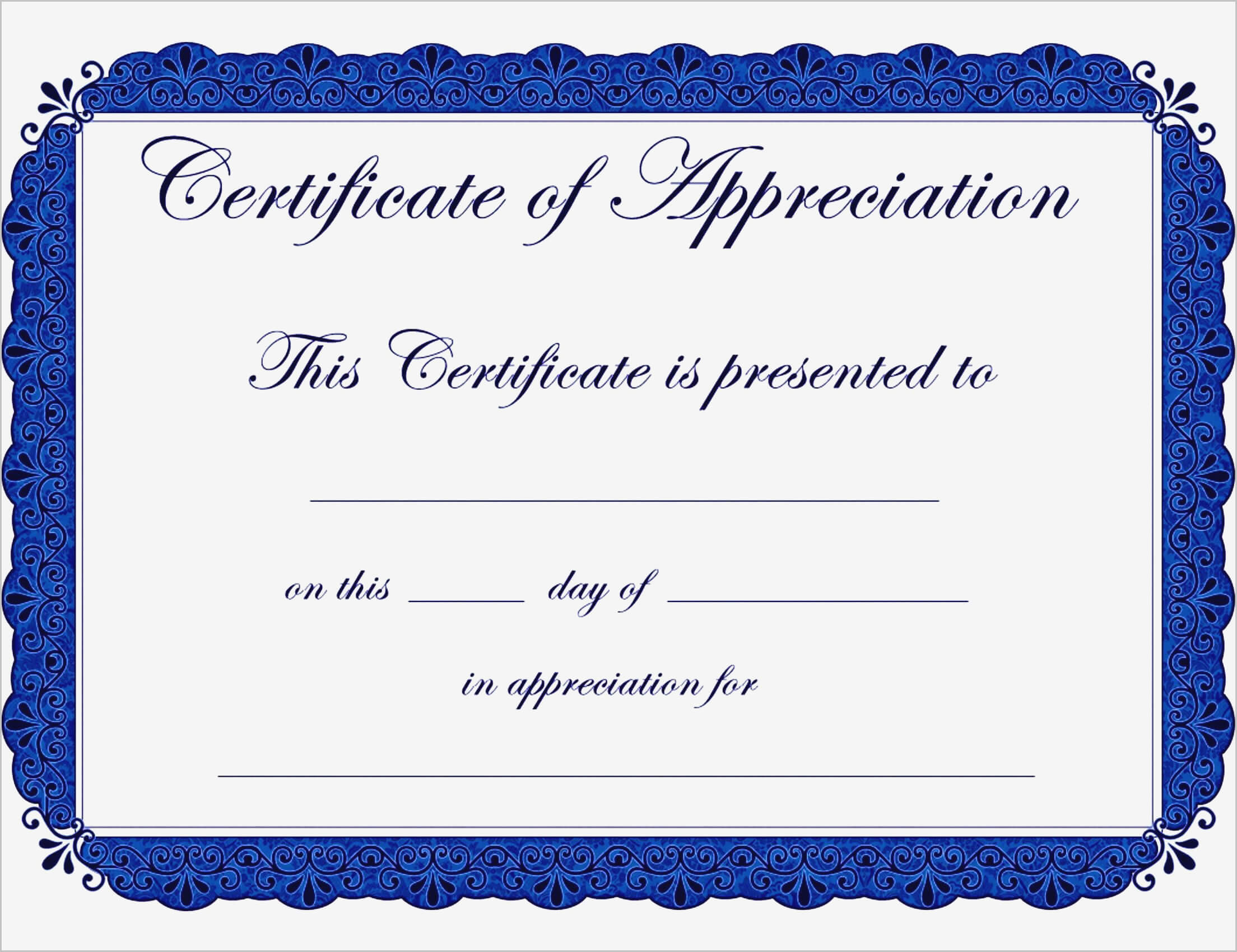 018 Template For Certificate Of Appreciation Free Download In Template For Certificate Of Appreciation In Microsoft Word