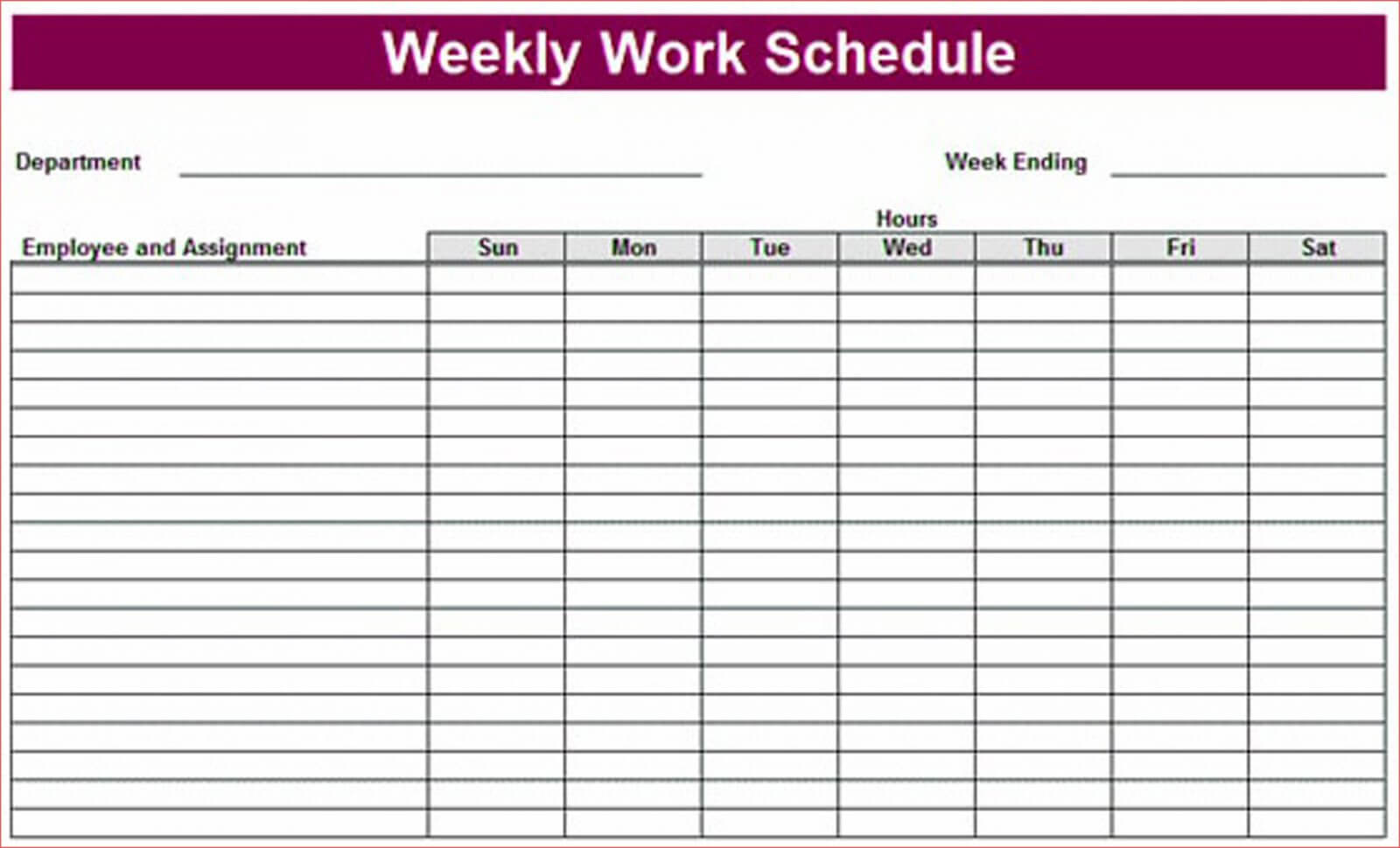 018 Weekly Printable Calendar Template With For Work Throughout Blank Workout Schedule Template
