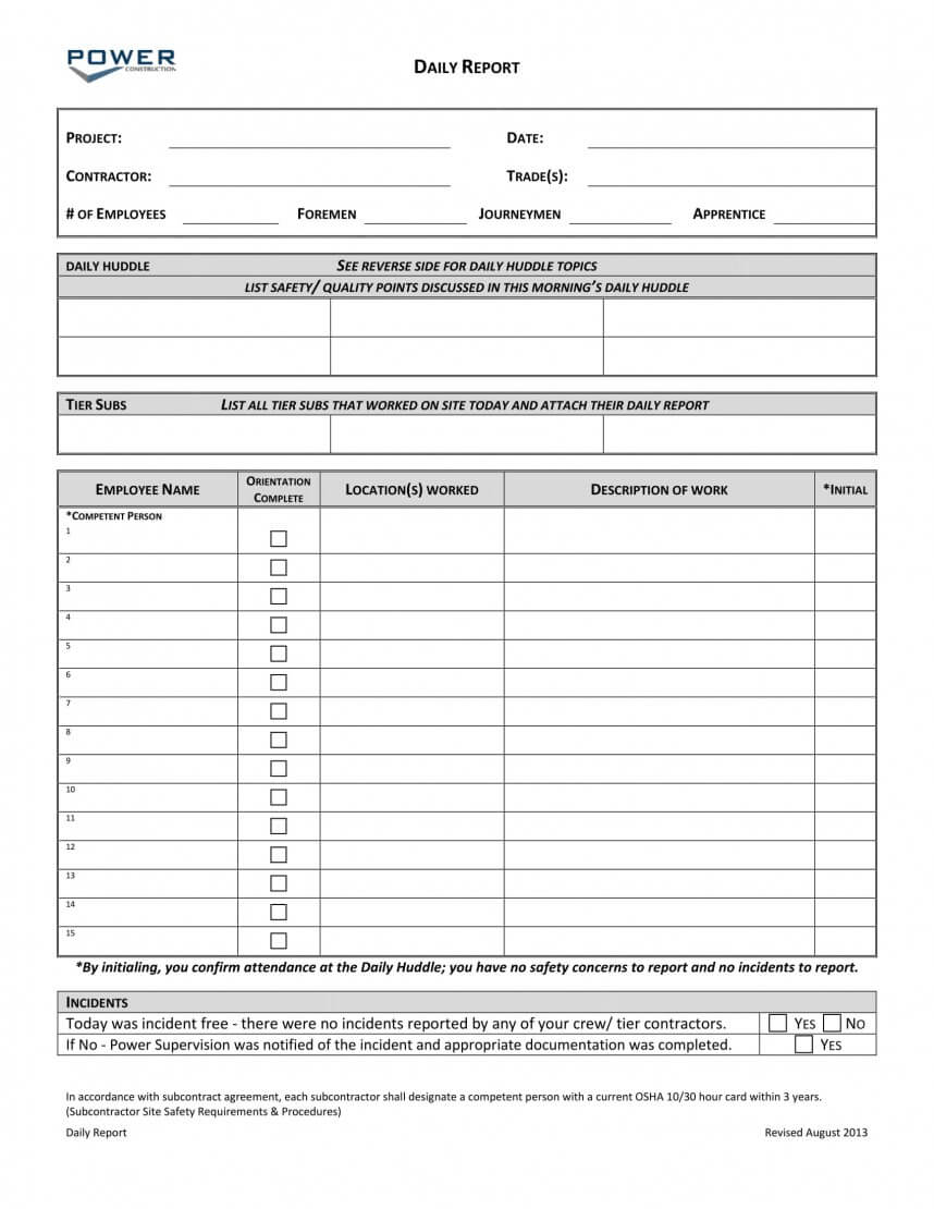 020 Construction Daily Report Forms Free Downloads Template Inside Daily Report Sheet Template