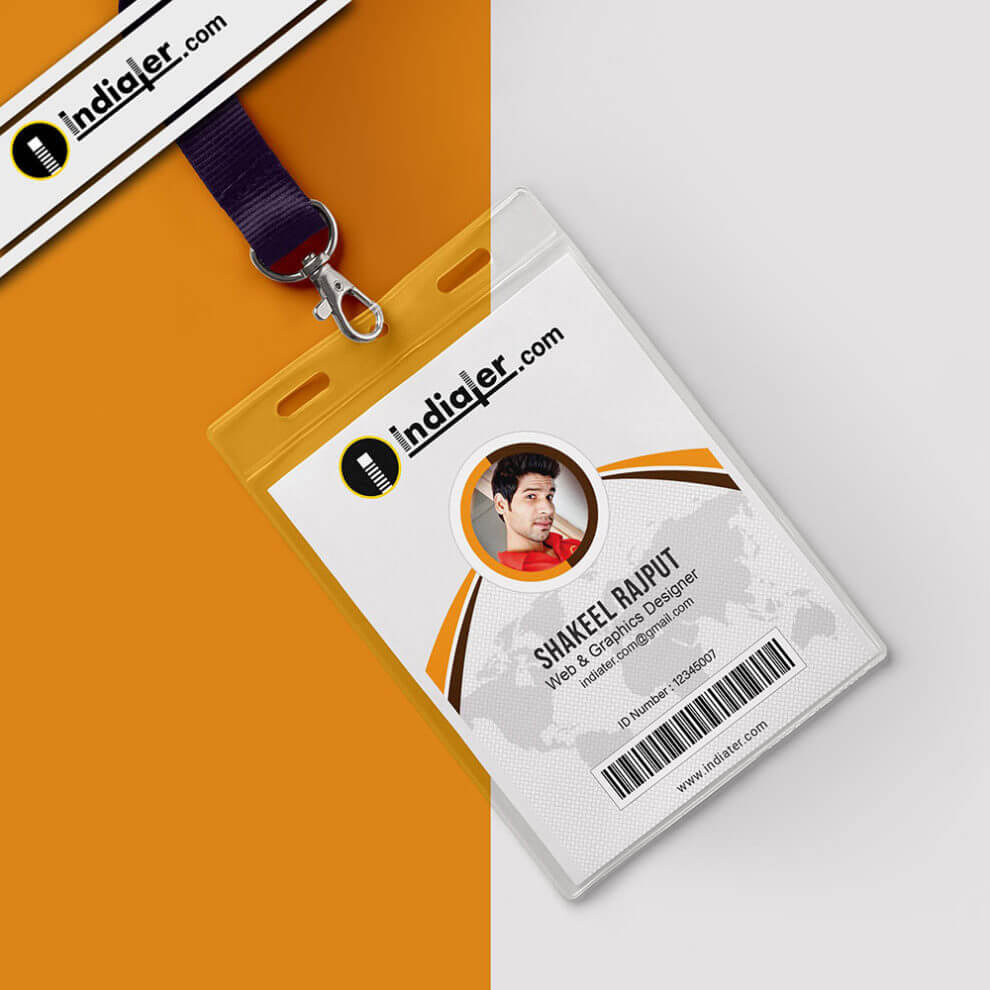 020 Id Card Design Template Free Download Photoshop Flat Within Id Card Design Template Psd Free Download