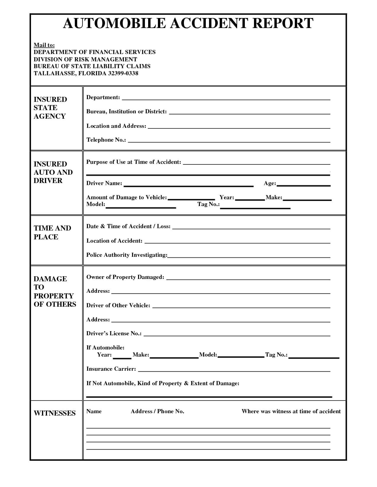 020 Vehicle Accident Report Form Template 504334 Car Regarding Motor Vehicle Accident Report Form Template