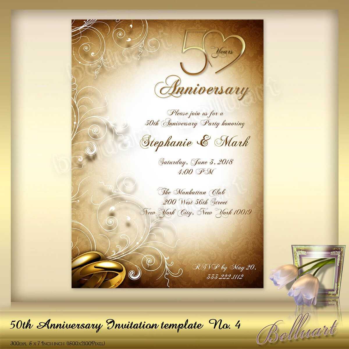 021 Template Ideas 50Th Wedding Anniversary Invitations Regarding Word Anniversary Card Template