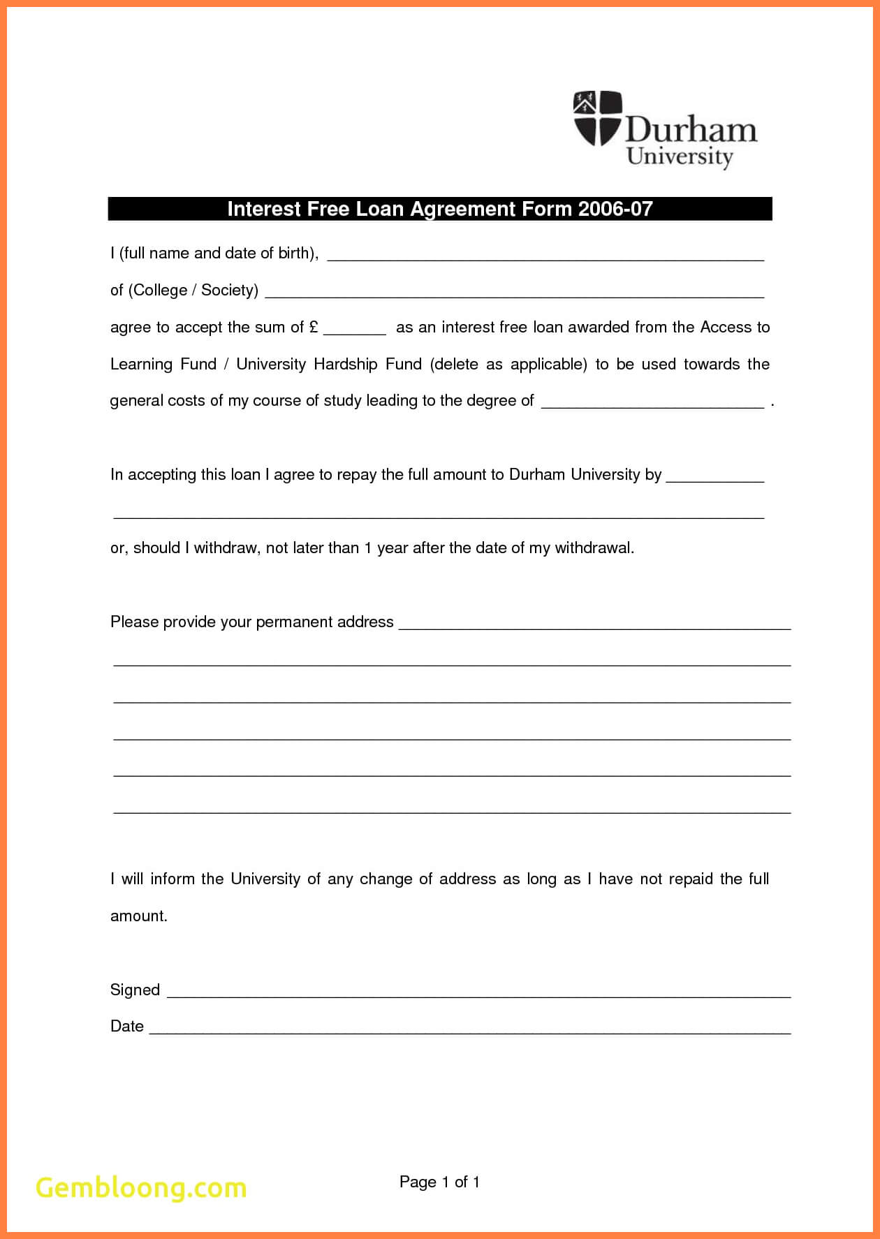 021 Template Ideas Free Loan Agreement Form New Printable With Blank Loan Agreement Template