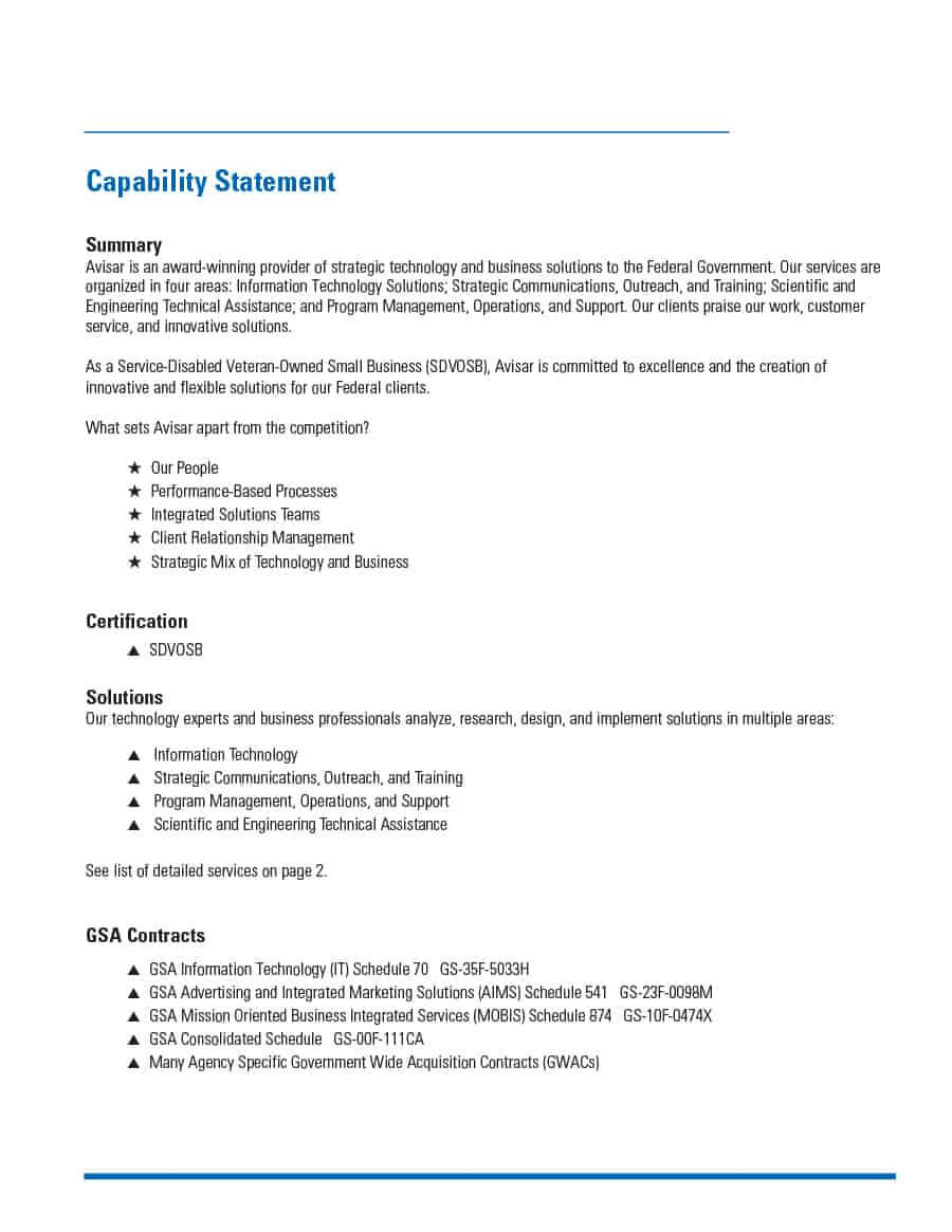 022 Free Capability Statement Template Word Ideas Wonderful Within Capability Statement Template Word